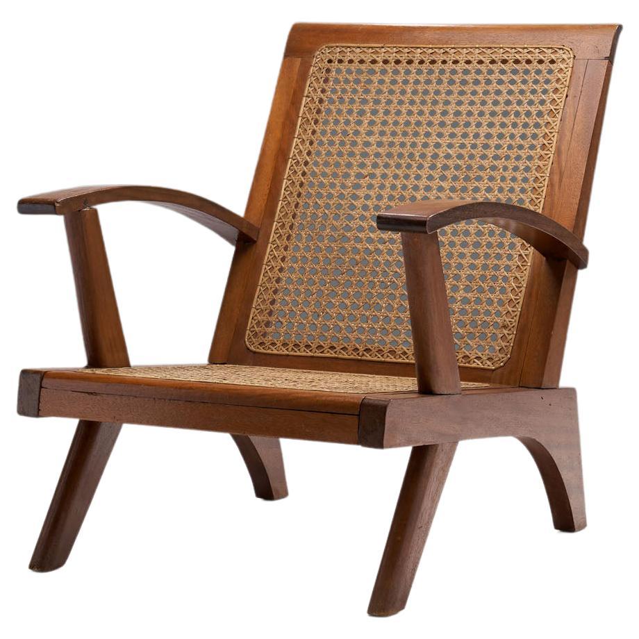 French Teak Armchair, France, 1950s For Sale
