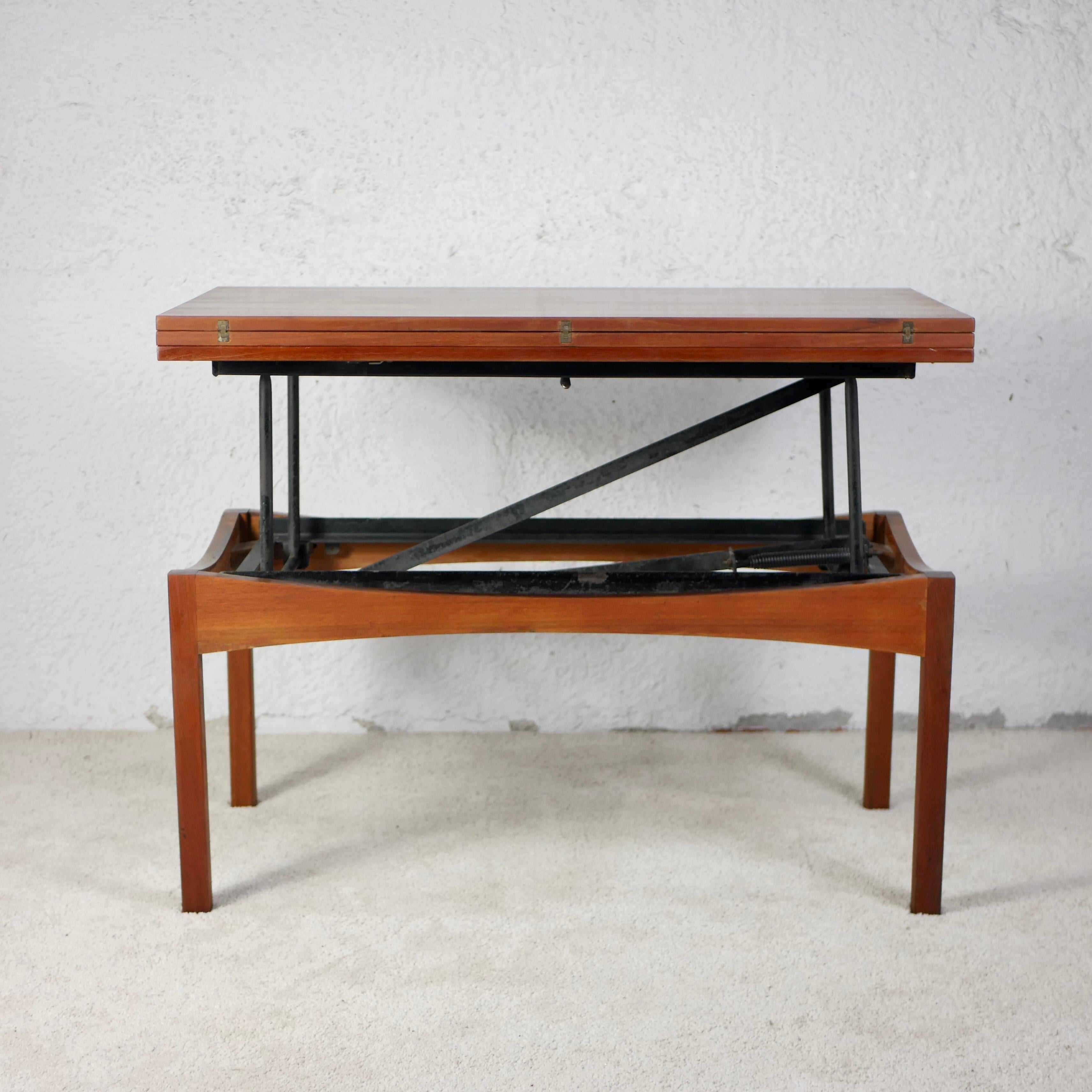 French Teak Expandable System Table In Good Condition In Lyon, FR