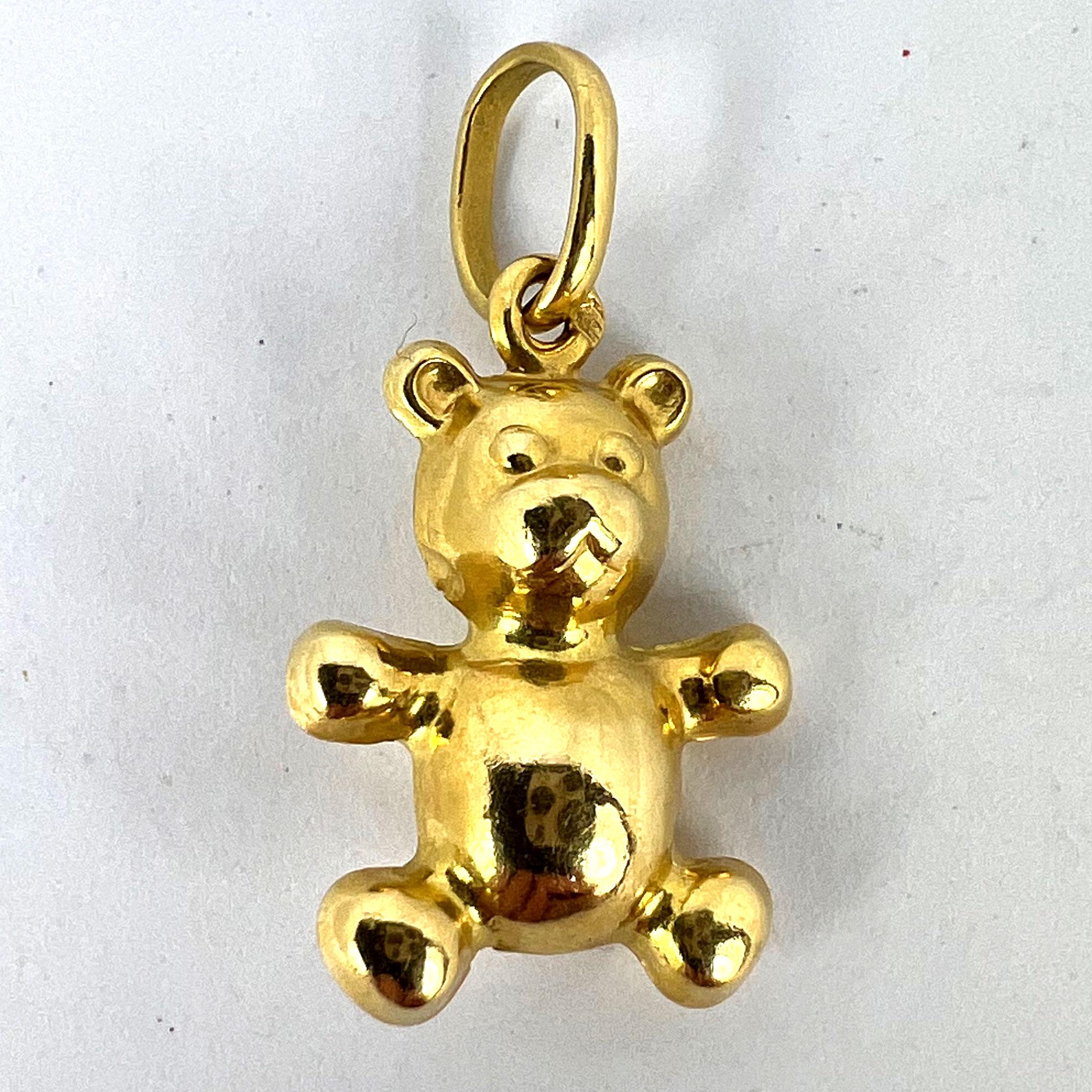 French Teddy Bear 18 Karat Yellow Gold Charm Pendant For Sale 7
