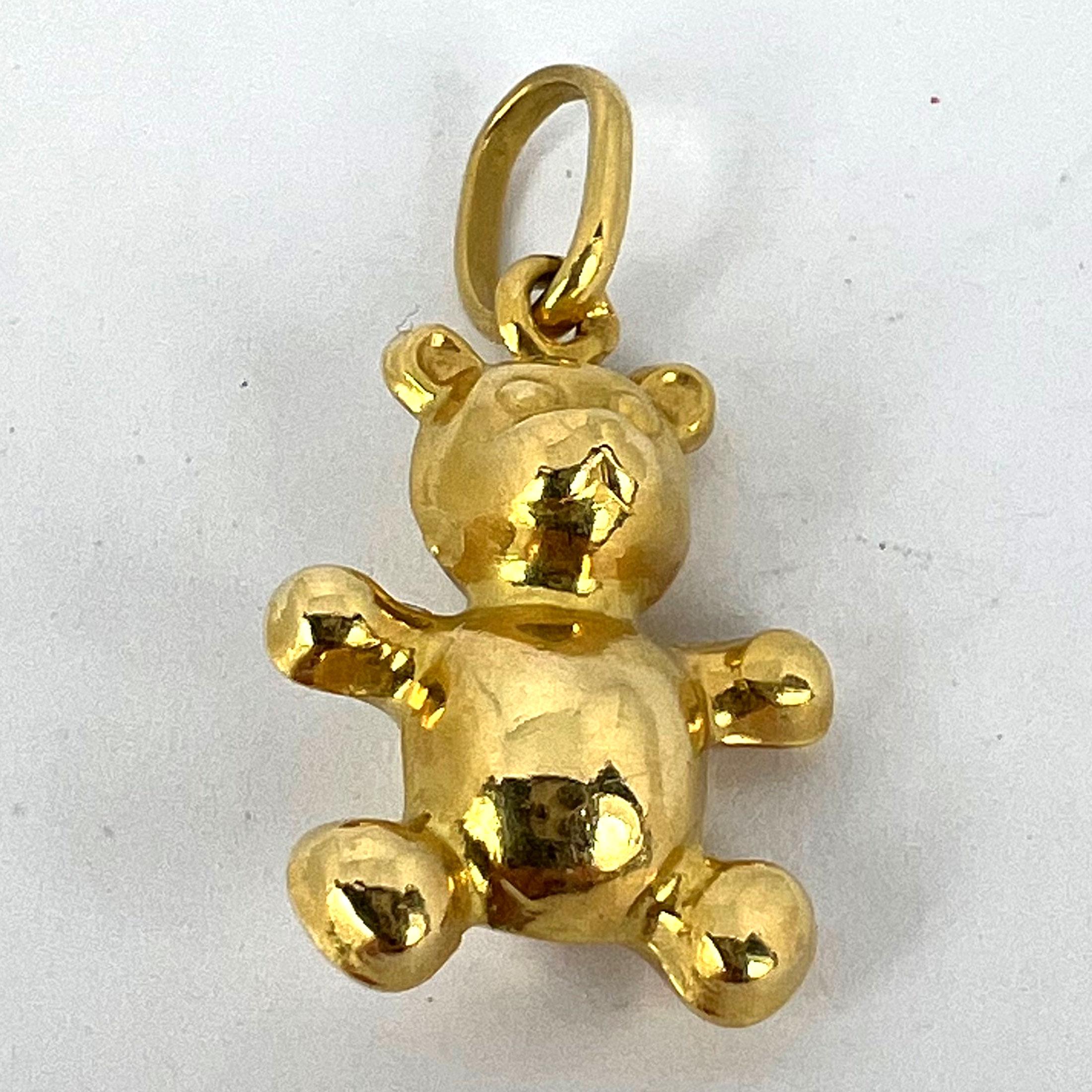French Teddy Bear 18 Karat Yellow Gold Charm Pendant For Sale 8