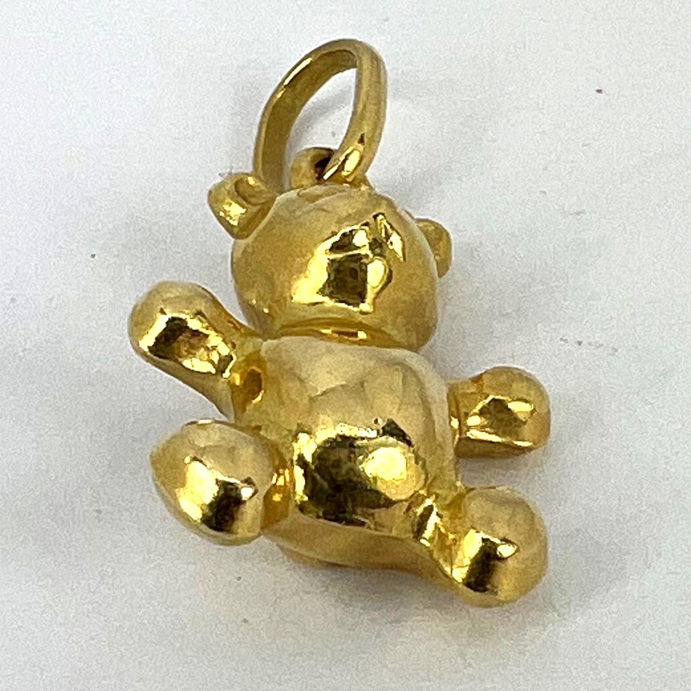 French Teddy Bear 18 Karat Yellow Gold Charm Pendant For Sale 9