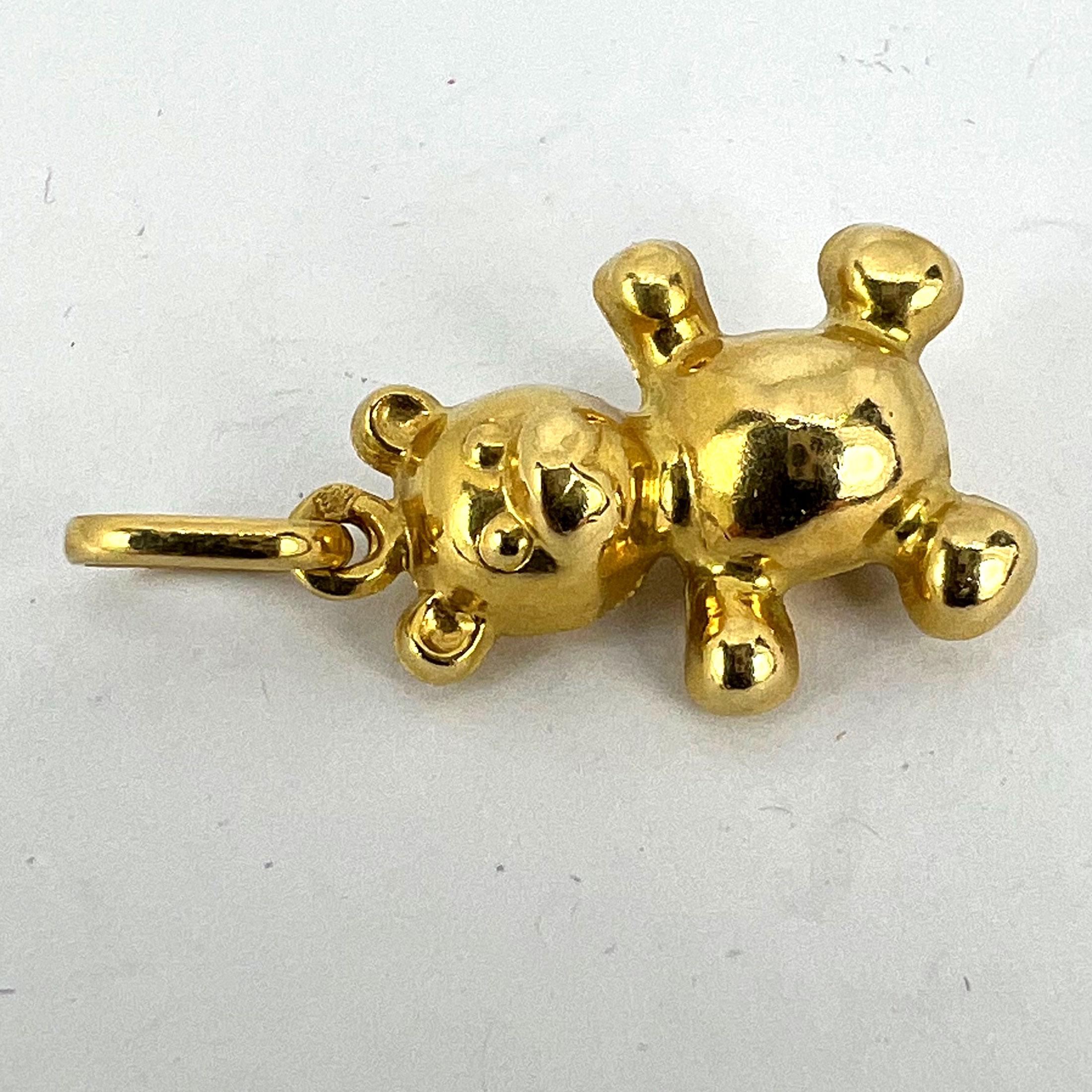 French Teddy Bear 18 Karat Yellow Gold Charm Pendant For Sale 10