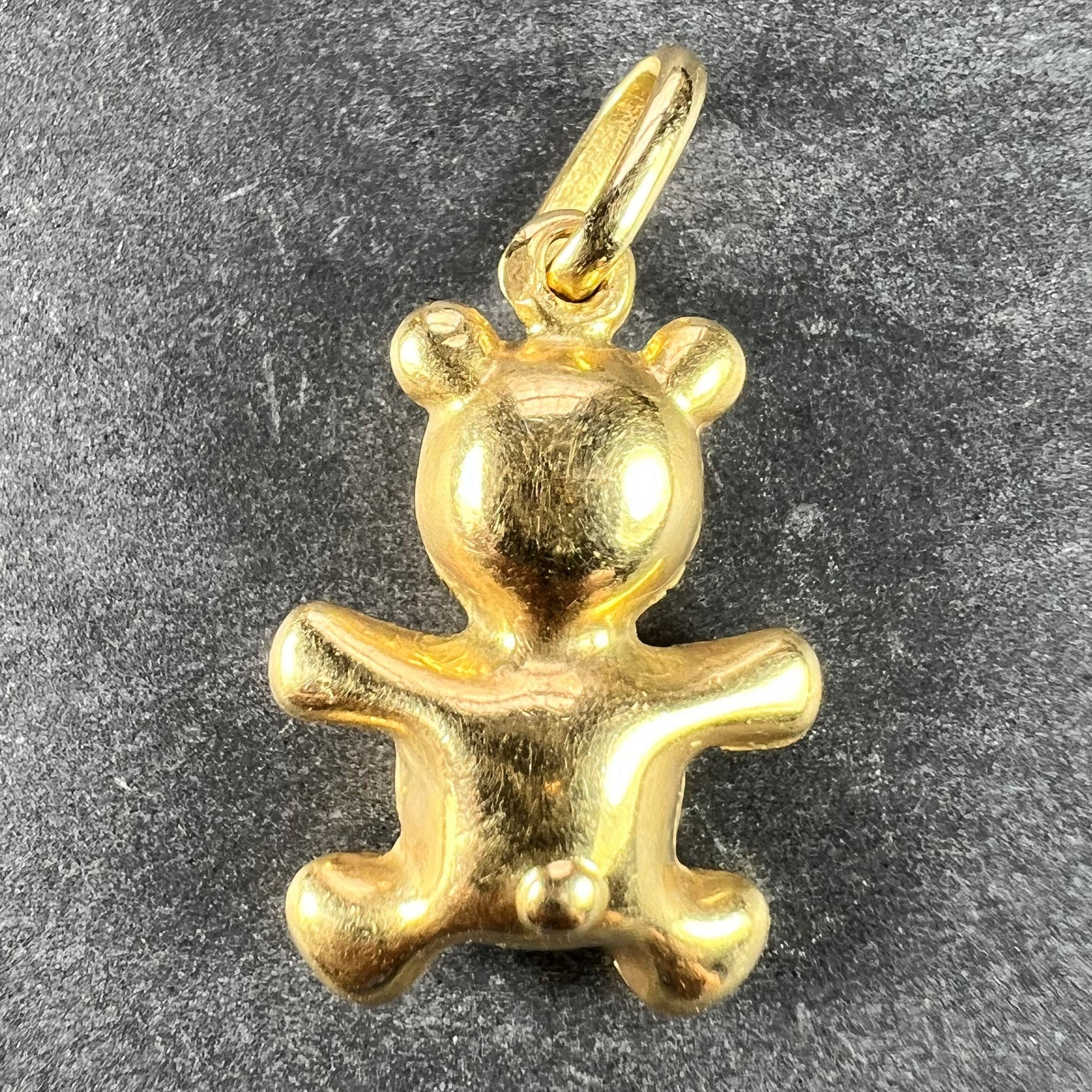 French Teddy Bear 18 Karat Yellow Gold Charm Pendant In Good Condition For Sale In London, GB