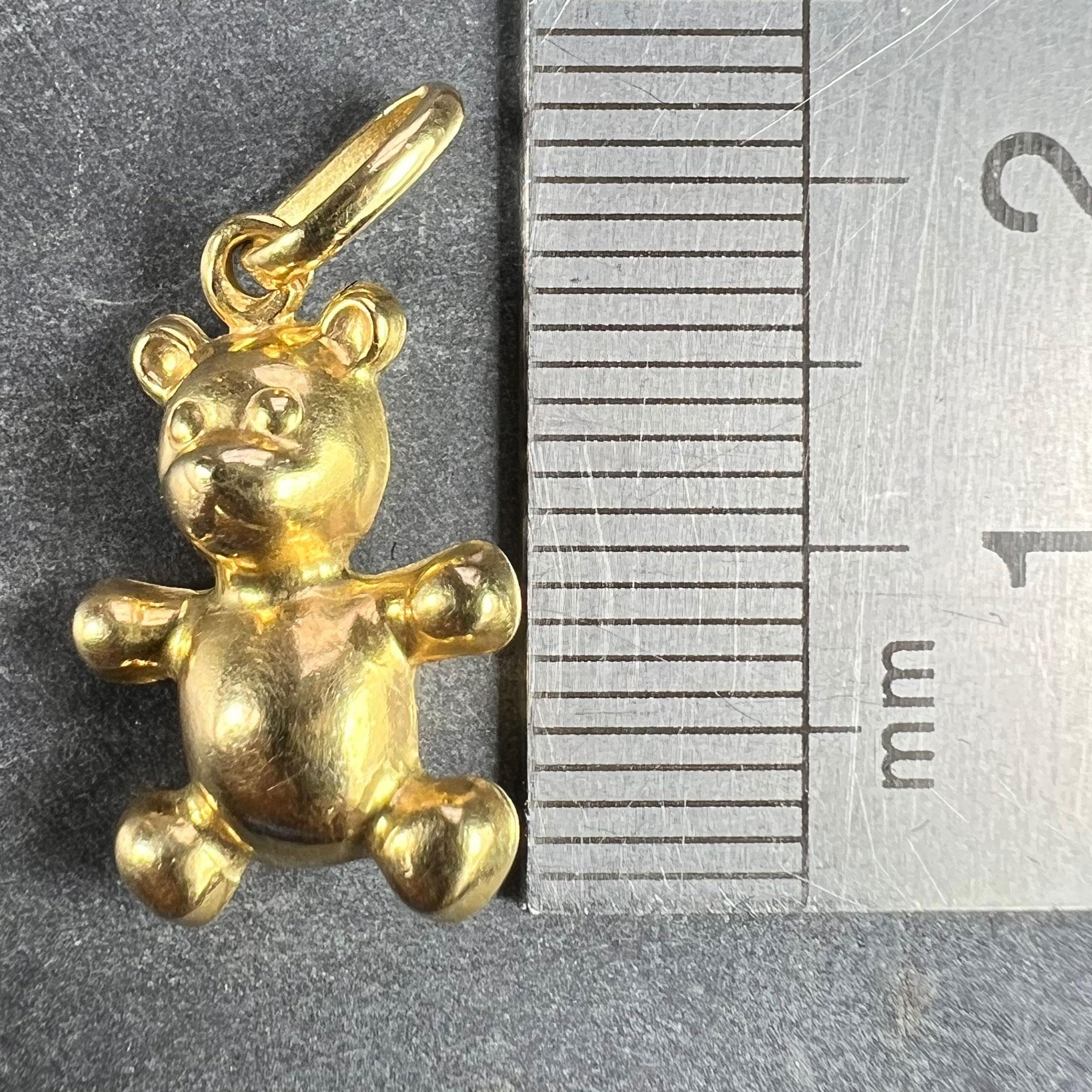French Teddy Bear 18 Karat Yellow Gold Charm Pendant For Sale 5