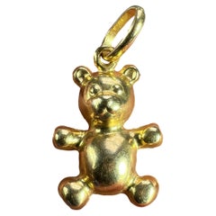 Französischer Teddybär-Charm-Anhänger aus 18 Karat Gelbgold