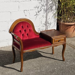 French Telephone Bench-Red Love Seat-Gossip Bench - Style Louis XV - 70s