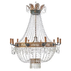 French Tent Form Crystal & Gilt Tole Chandelier Circa 1810