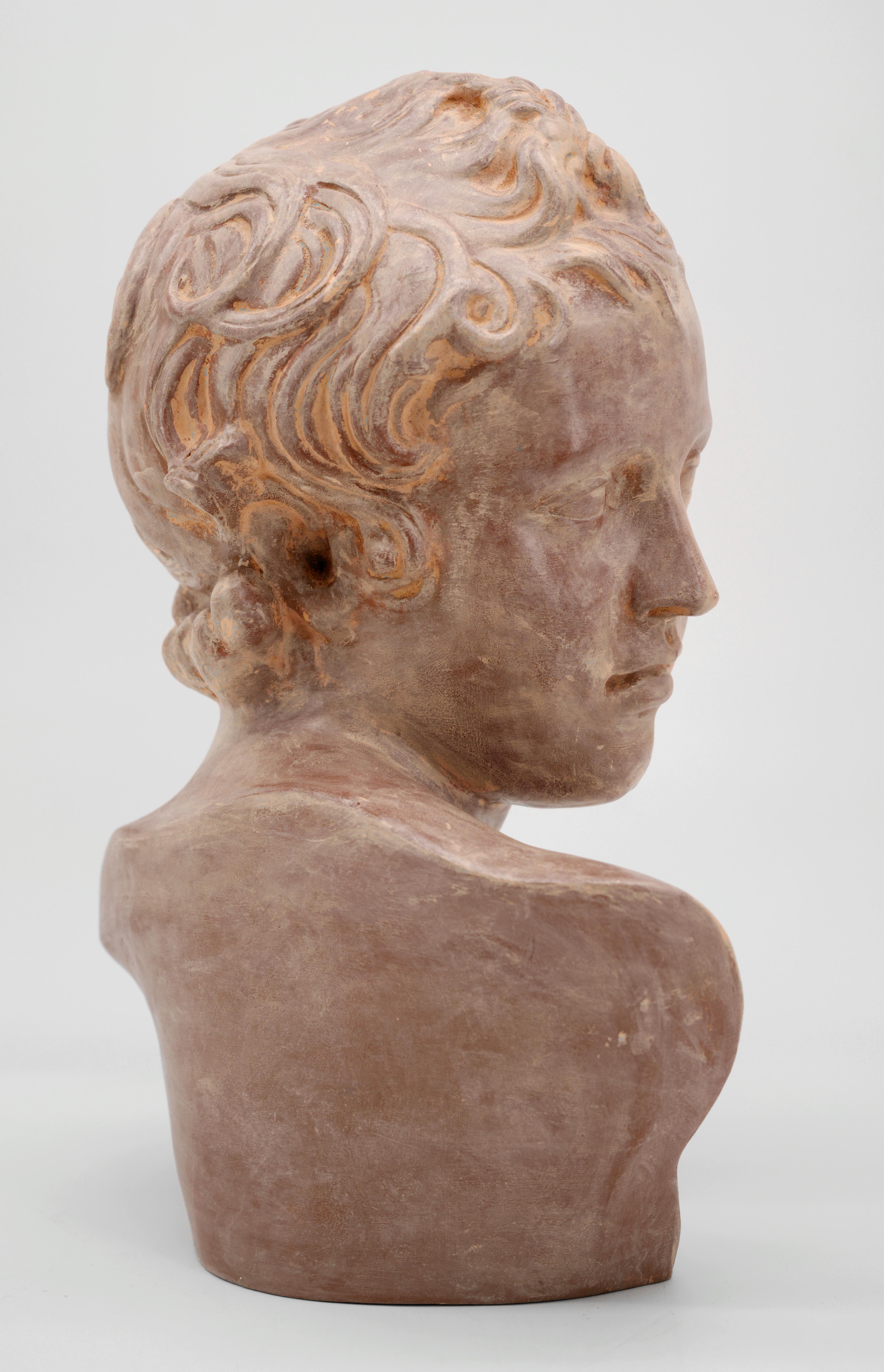 French Terra Cotta Bust of Eros, 1930-1940 In Excellent Condition In Saint-Amans-des-Cots, FR