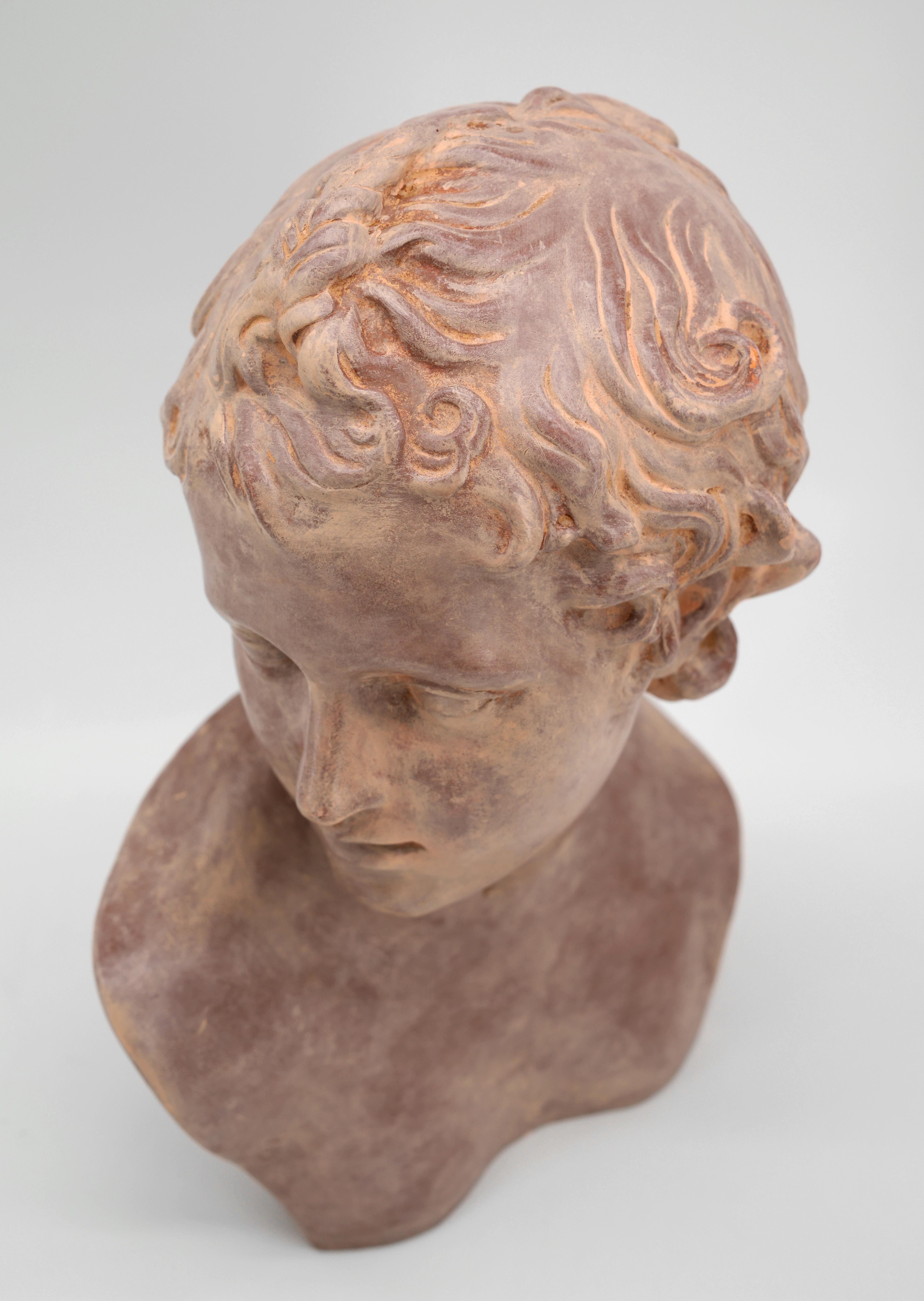 Mid-20th Century French Terra Cotta Bust of Eros, 1930-1940