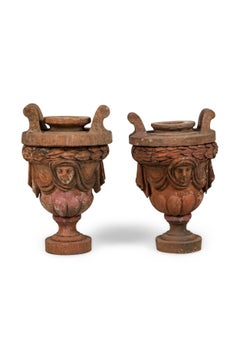 French Terra Cotta Head Urns