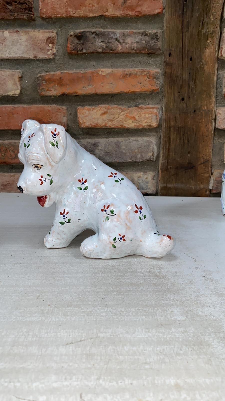 French Terracotta Majolica Dog Normandy Circa 1900 For Sale 5