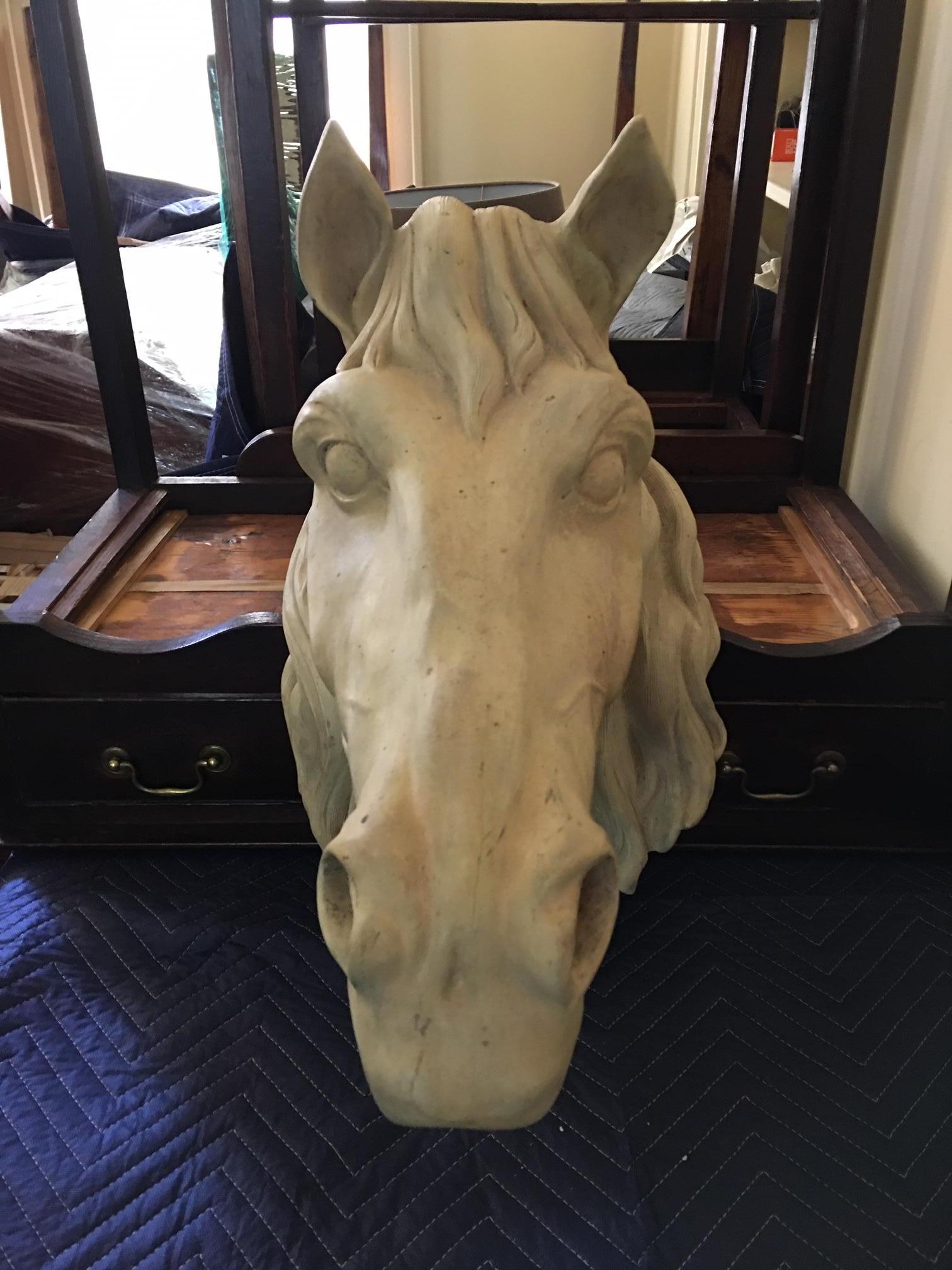 French Terracota Horse Head, 20th Century In Good Condition In Savannah, GA