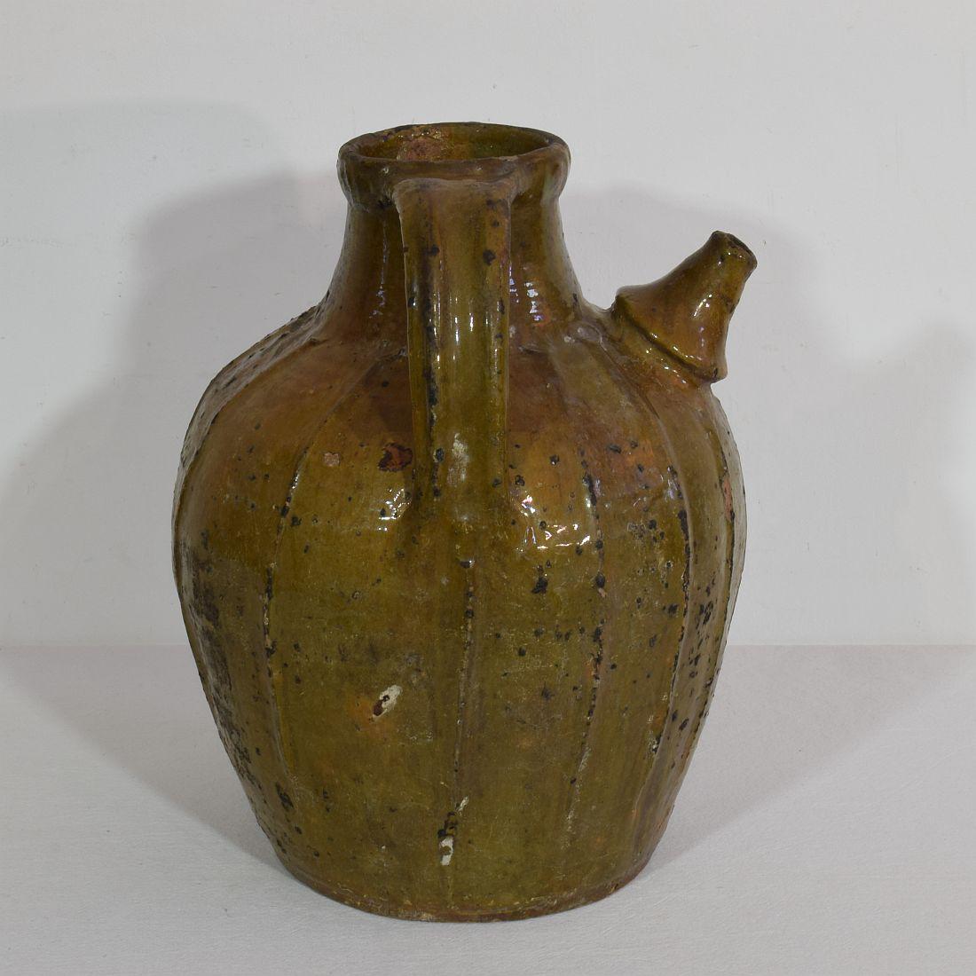18th Century and Earlier French Terracotta 18th Century Walnut Oil Jug