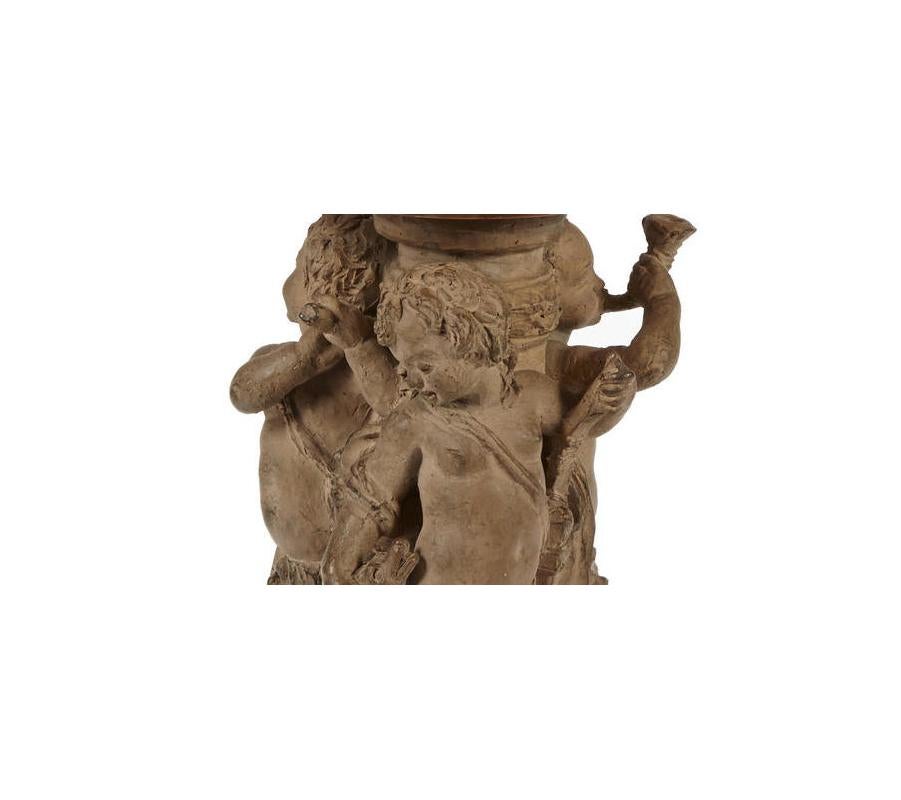 French Terracotta and Marble Figural Centerpiece For Sale 3