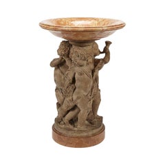 Used French Terracotta and Marble Figural Centerpiece