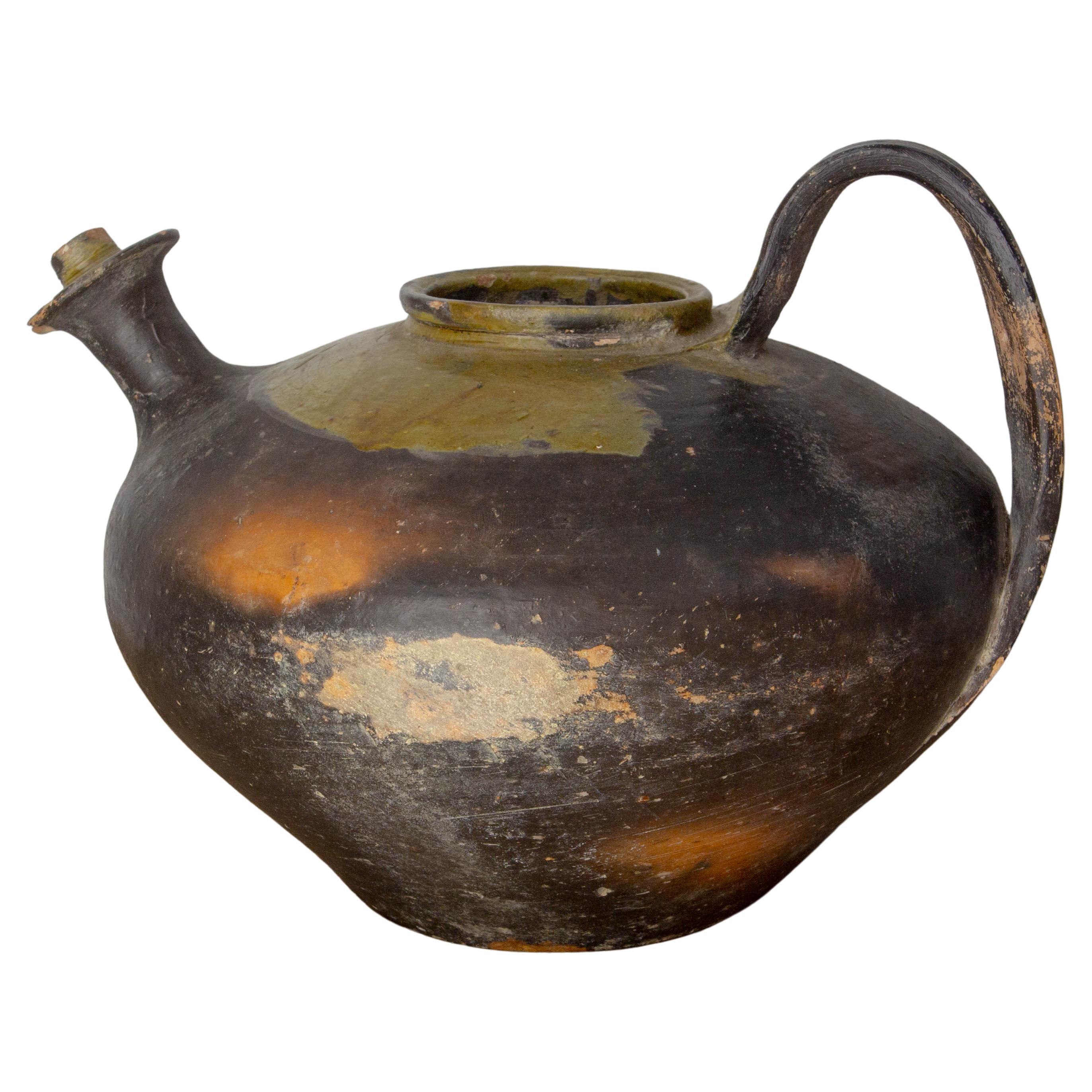 Französisch Terrakotta Antike Wasser Halter Keramik Handmade Krug Vase Tafelaufsatz (Französische Provence) im Angebot