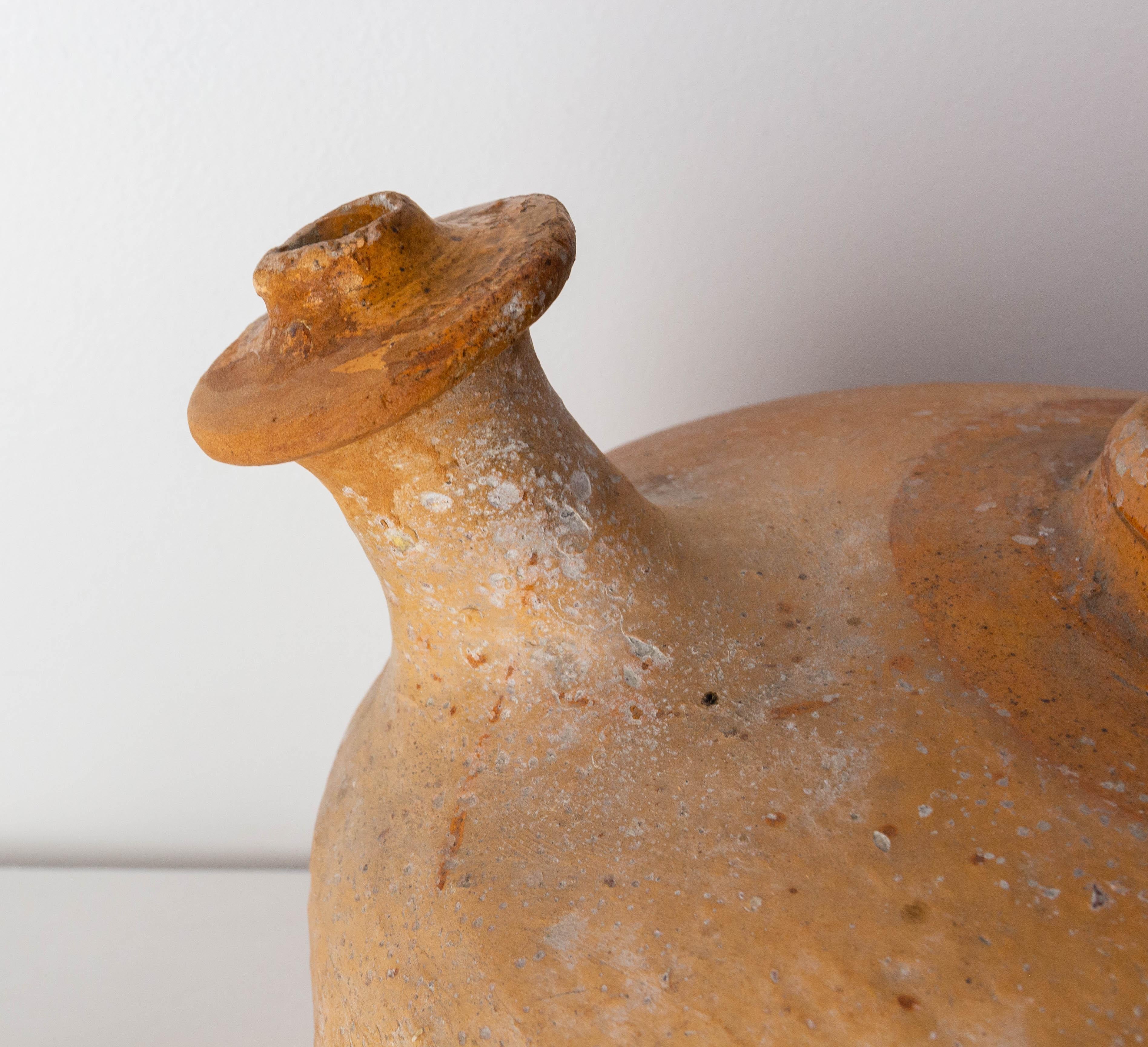 French Terracotta Antique Water Holder Pottery Handmade Pitcher Vase Centerpiece 4