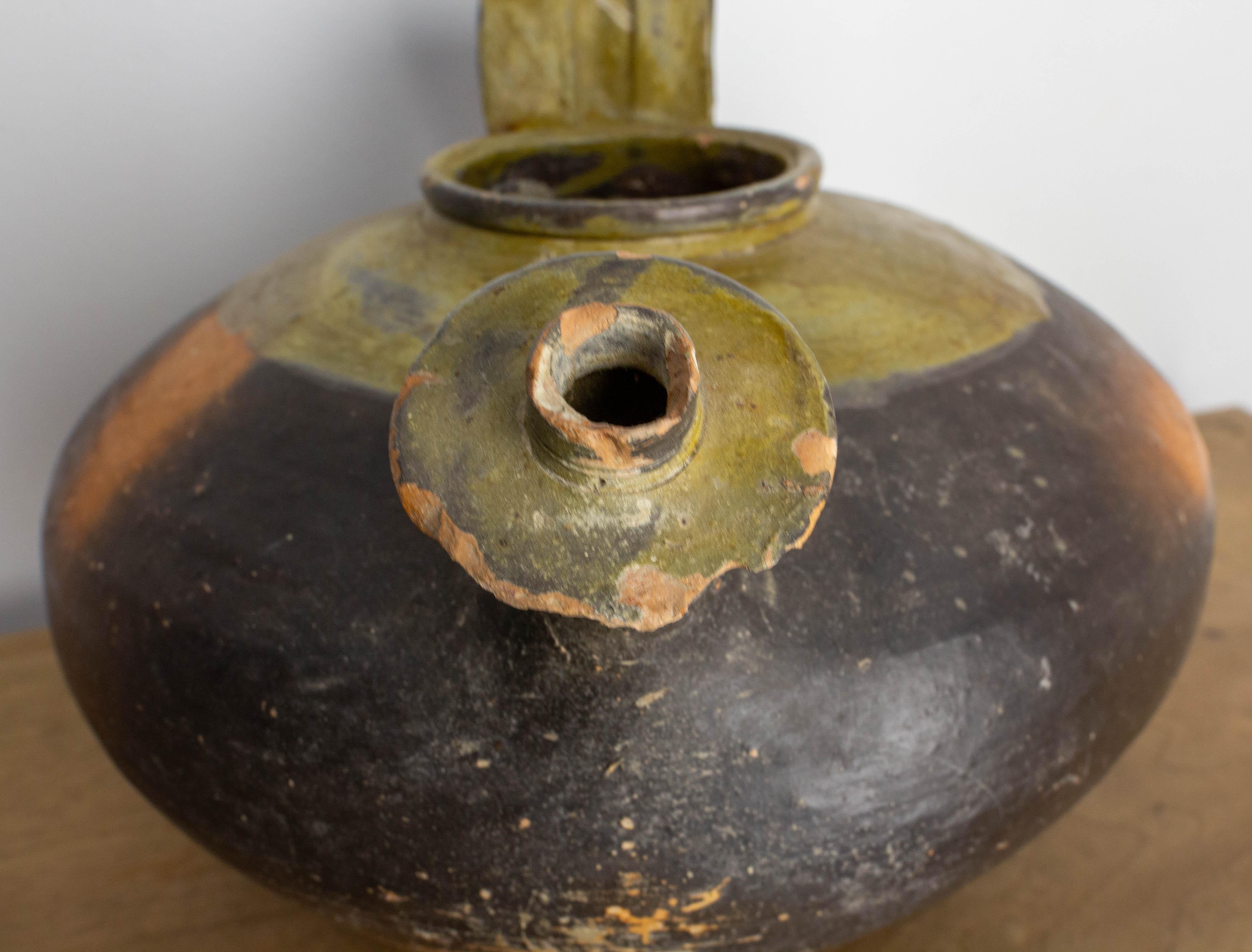 Französisch Terrakotta Antike Wasser Halter Keramik Handmade Krug Vase Tafelaufsatz im Angebot 4