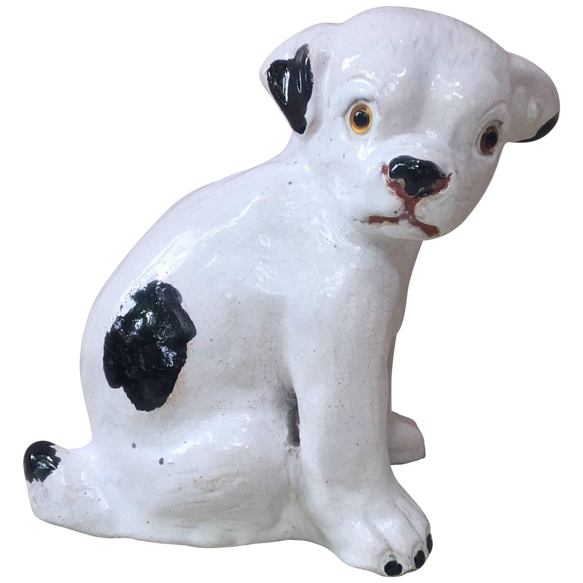 French Terracotta Black and White Dog Bavent Normandy