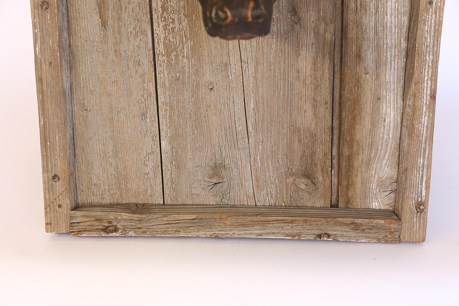 19th Century French Terracotta Bull Head on Wood Frame