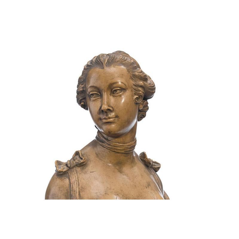 Hand-Crafted French Terracotta Bust of a Lady