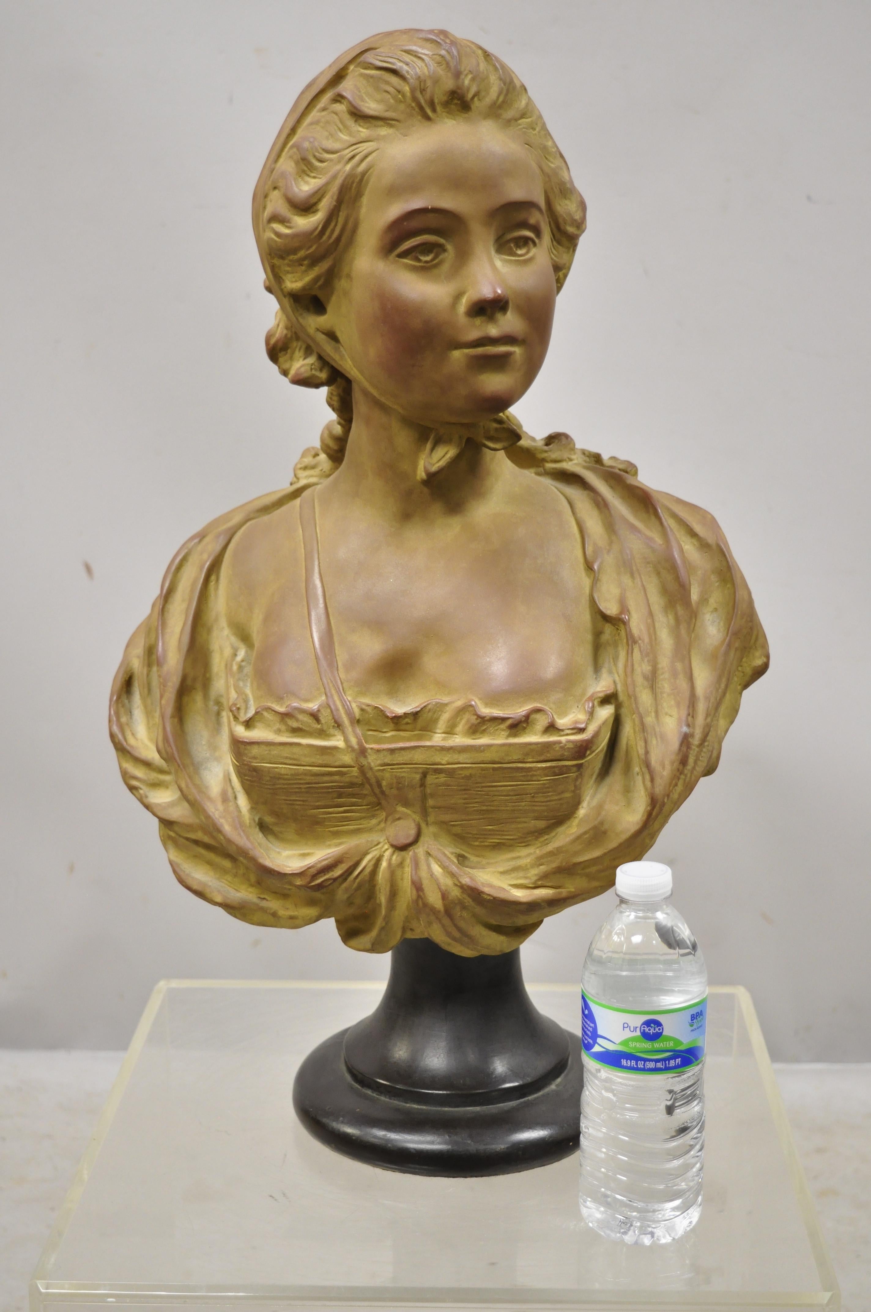 French Terracotta Bust of Young Woman Sculpture after A. Conord, 1763 5