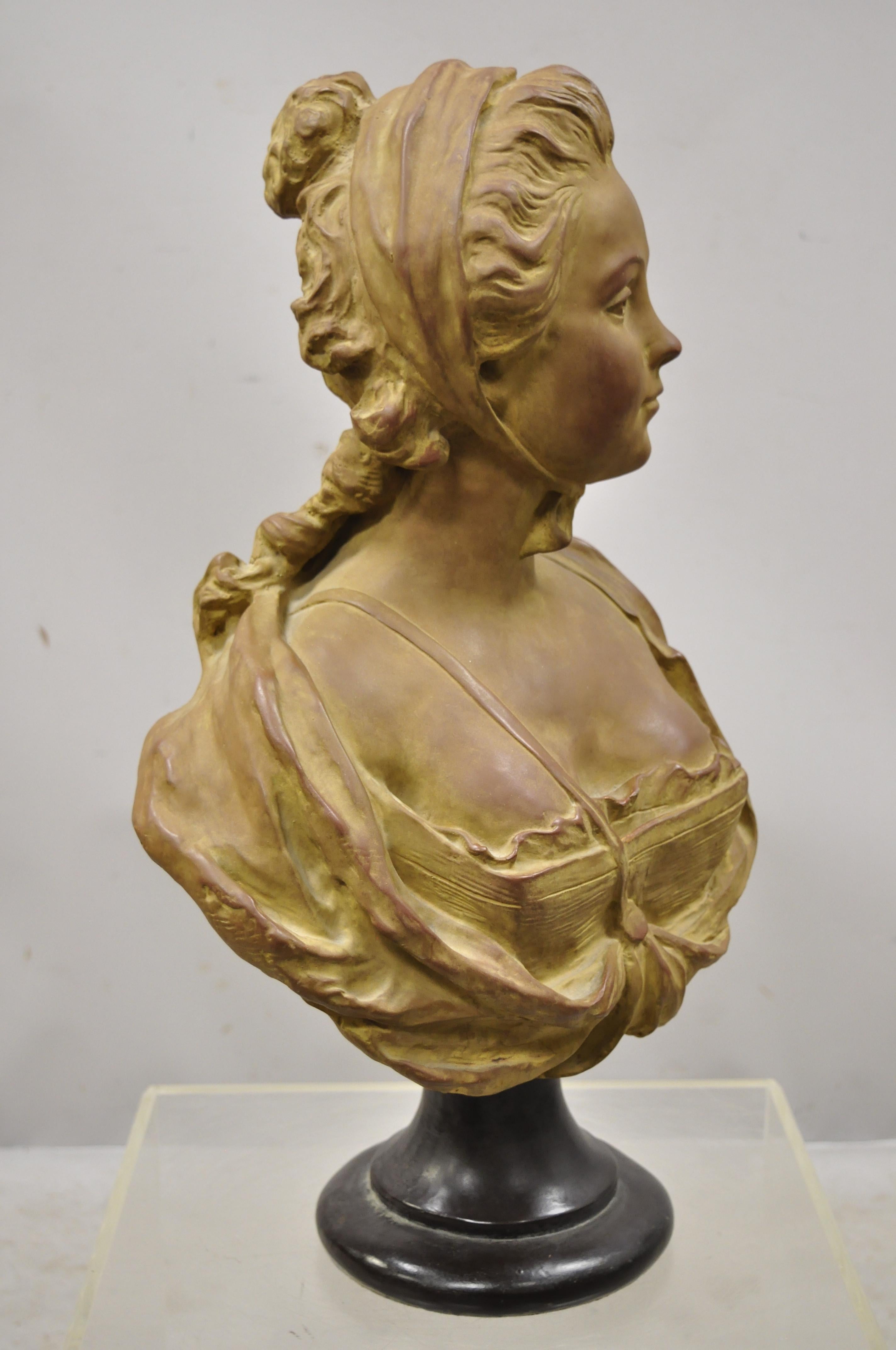 French Terracotta Bust of Young Woman Sculpture after A. Conord, 1763 7