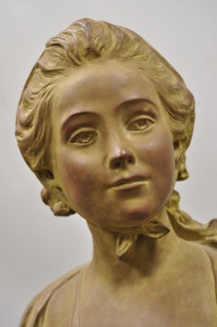 French Terracotta Bust of Young Woman Sculpture after A. Conord, 1763