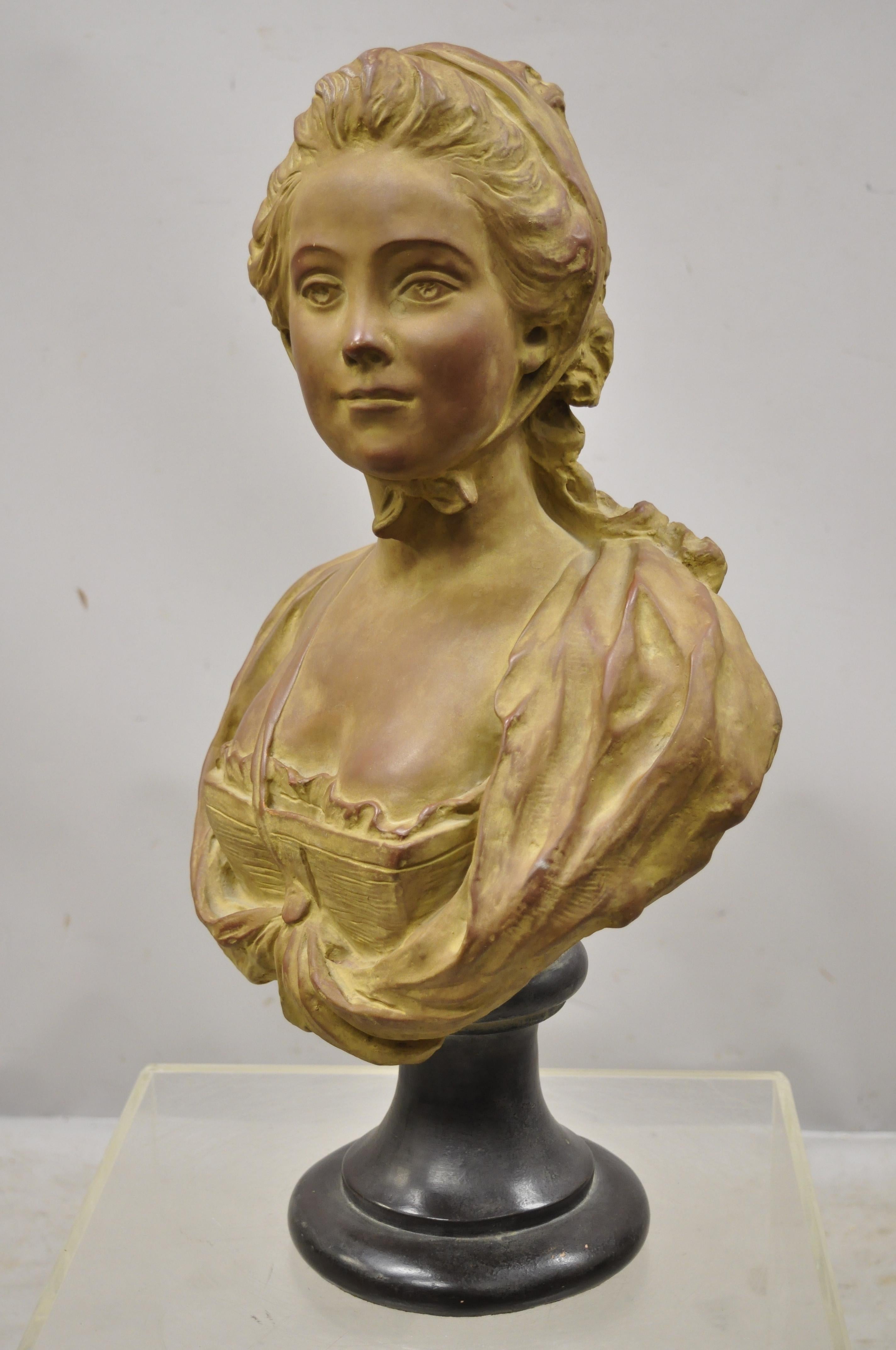 20th Century French Terracotta Bust of Young Woman Sculpture after A. Conord, 1763
