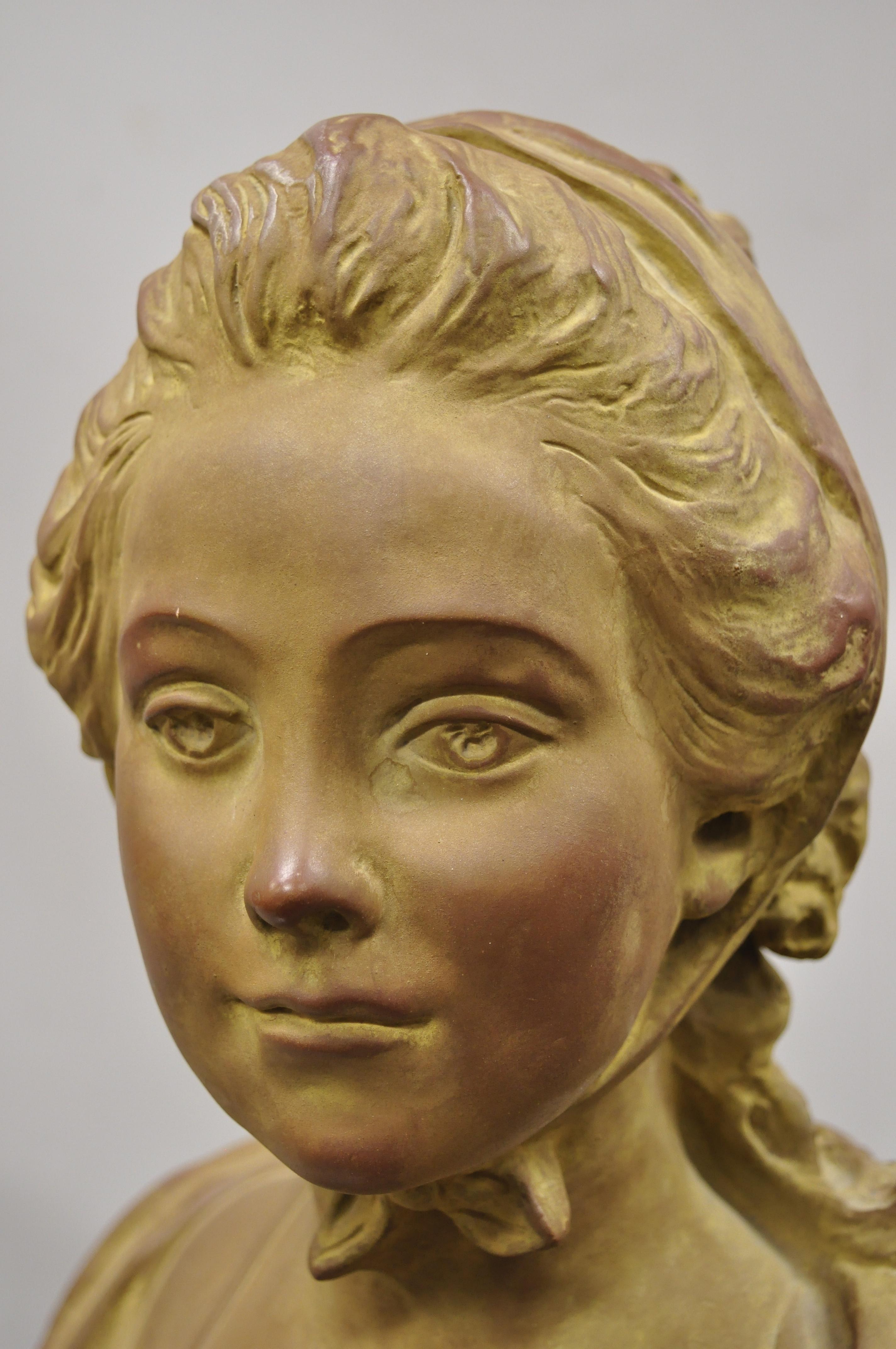 French Terracotta Bust of Young Woman Sculpture after A. Conord, 1763 1