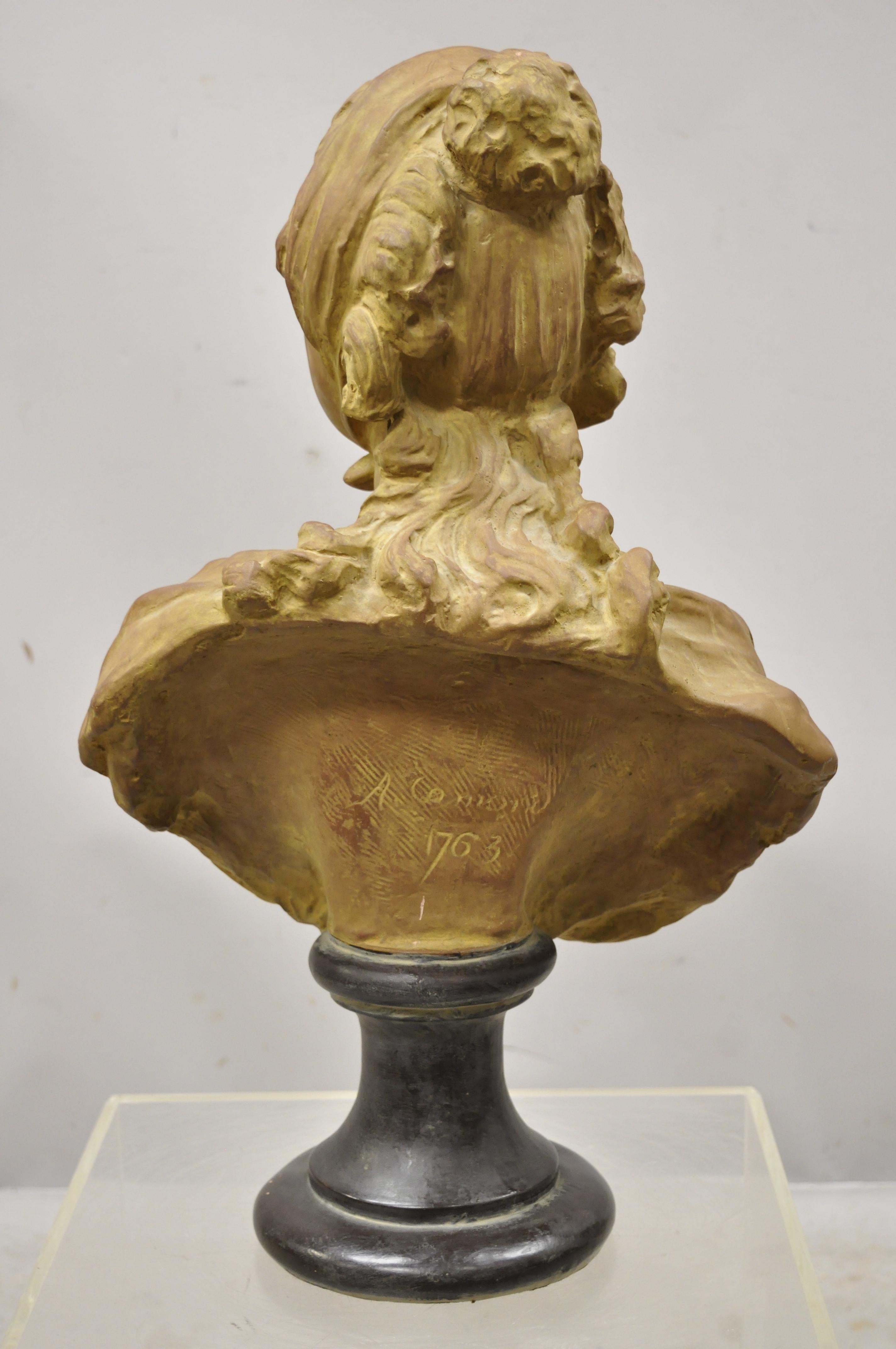 French Terracotta Bust of Young Woman Sculpture after A. Conord, 1763 2