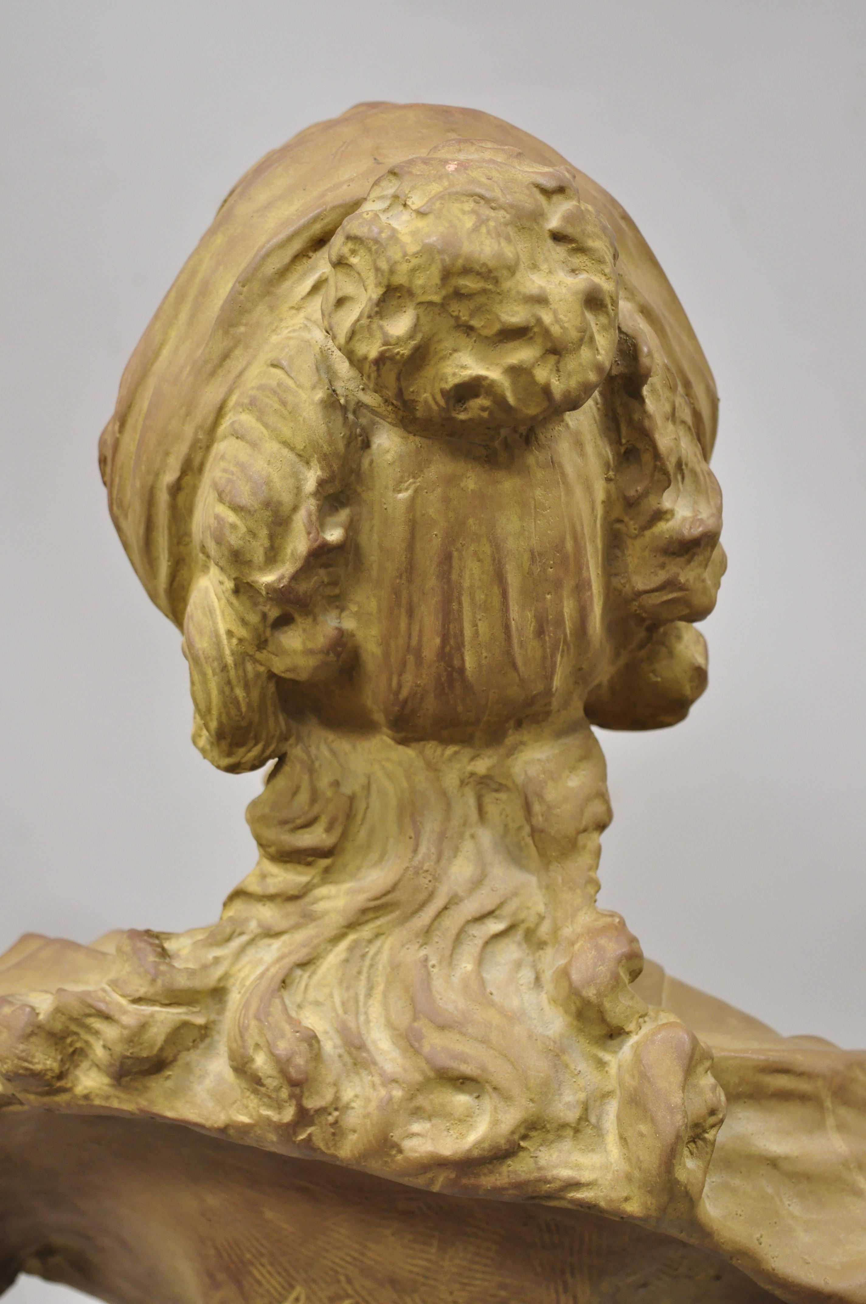 French Terracotta Bust of Young Woman Sculpture after A. Conord, 1763 4