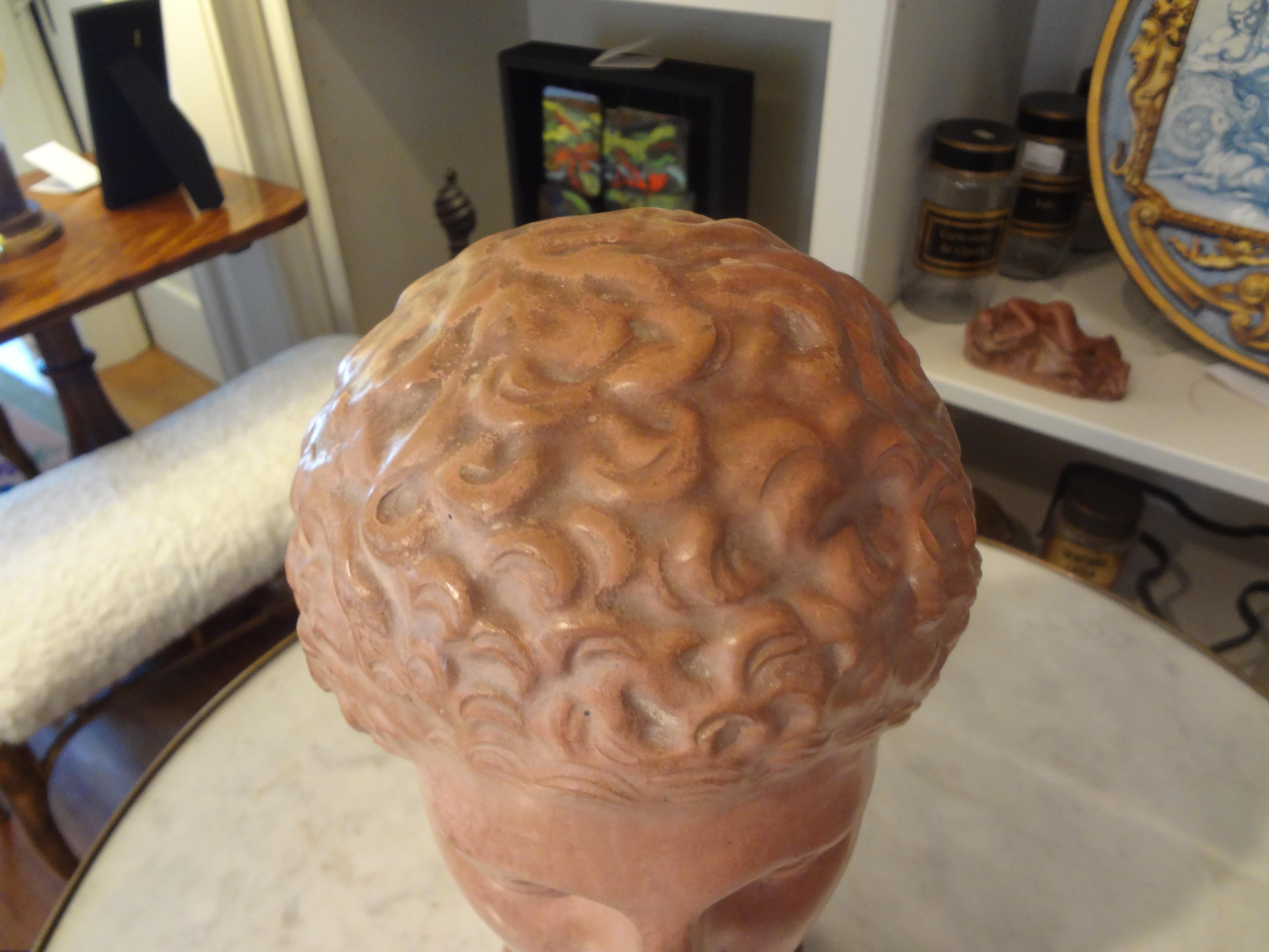 French Terracotta Bust Sculpture of a Classical Roman Male 1