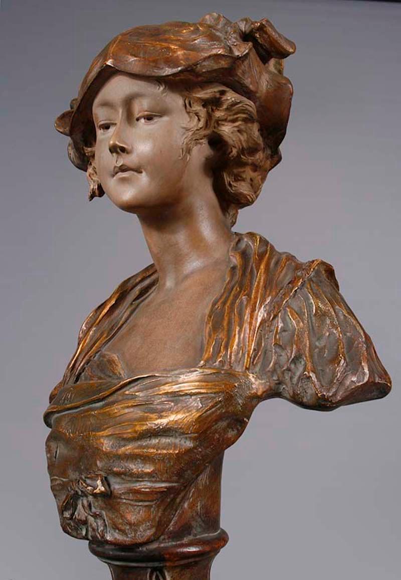 French Terracotta Buste of a Young Girl by Duval, 19th Century 5