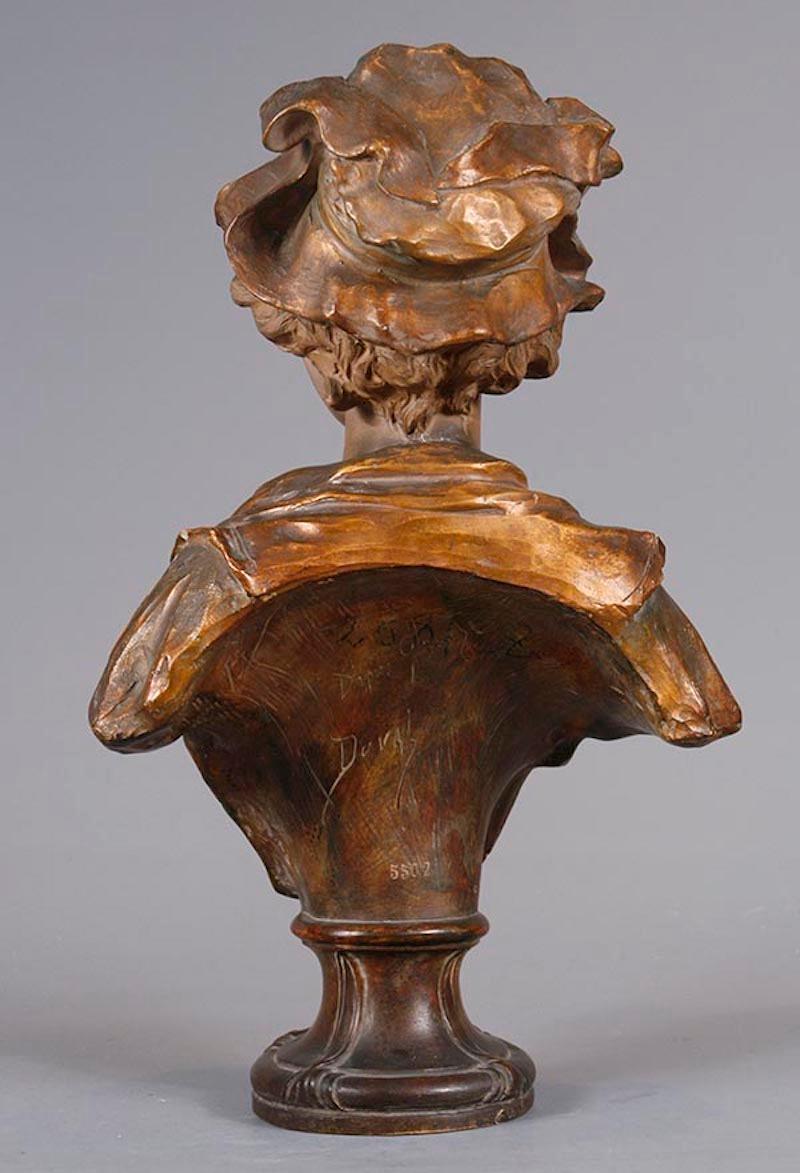 French Terracotta Buste of a Young Girl by Duval, 19th Century In Good Condition In Casteren, Noord-Brabant