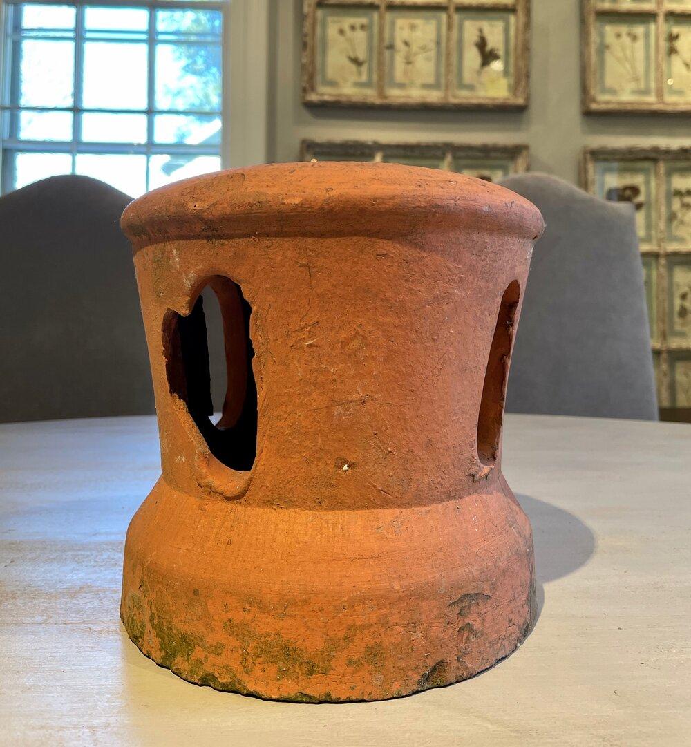 Hand-Carved French Terracotta Chimney Topper Garden Lantern For Sale