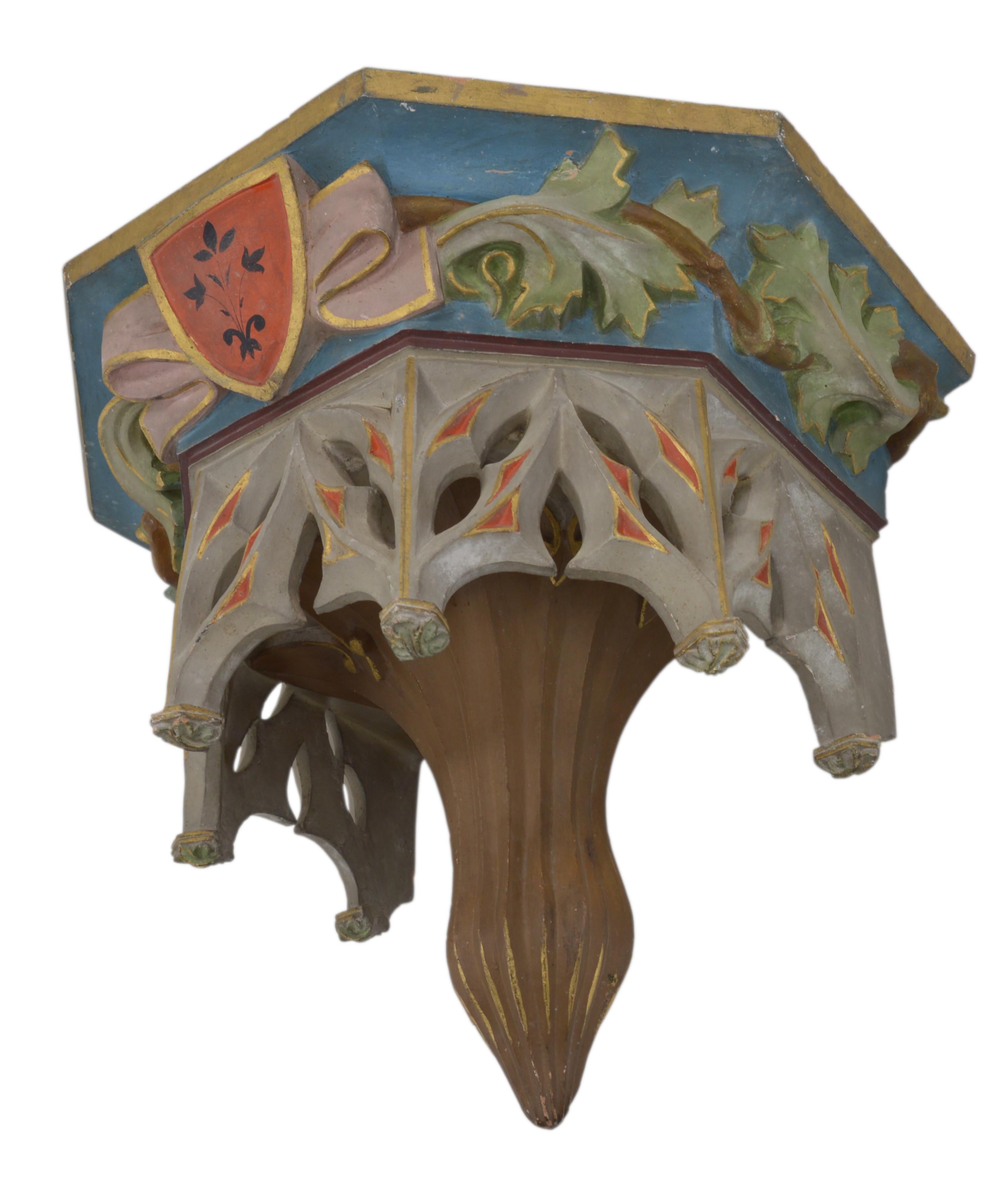Polychromed French Terracotta Church Niche Console, circa 1850 For Sale