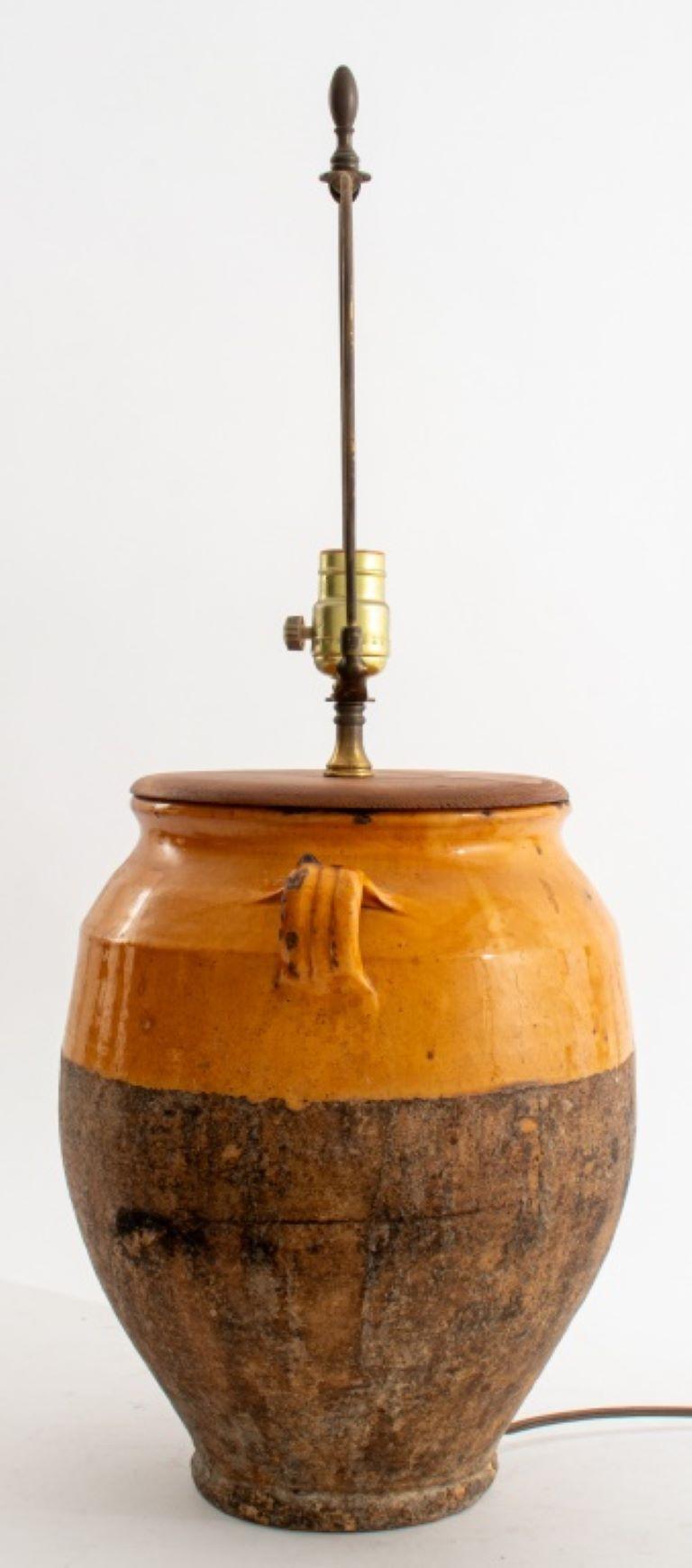 French Terracotta Confit Pot Lamp For Sale 1