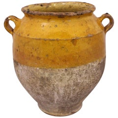 French Terracotta Confit Pot Yellow Glaze