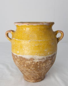 French Terracotta Confit Pot Yellow Glaze Late 19th Century