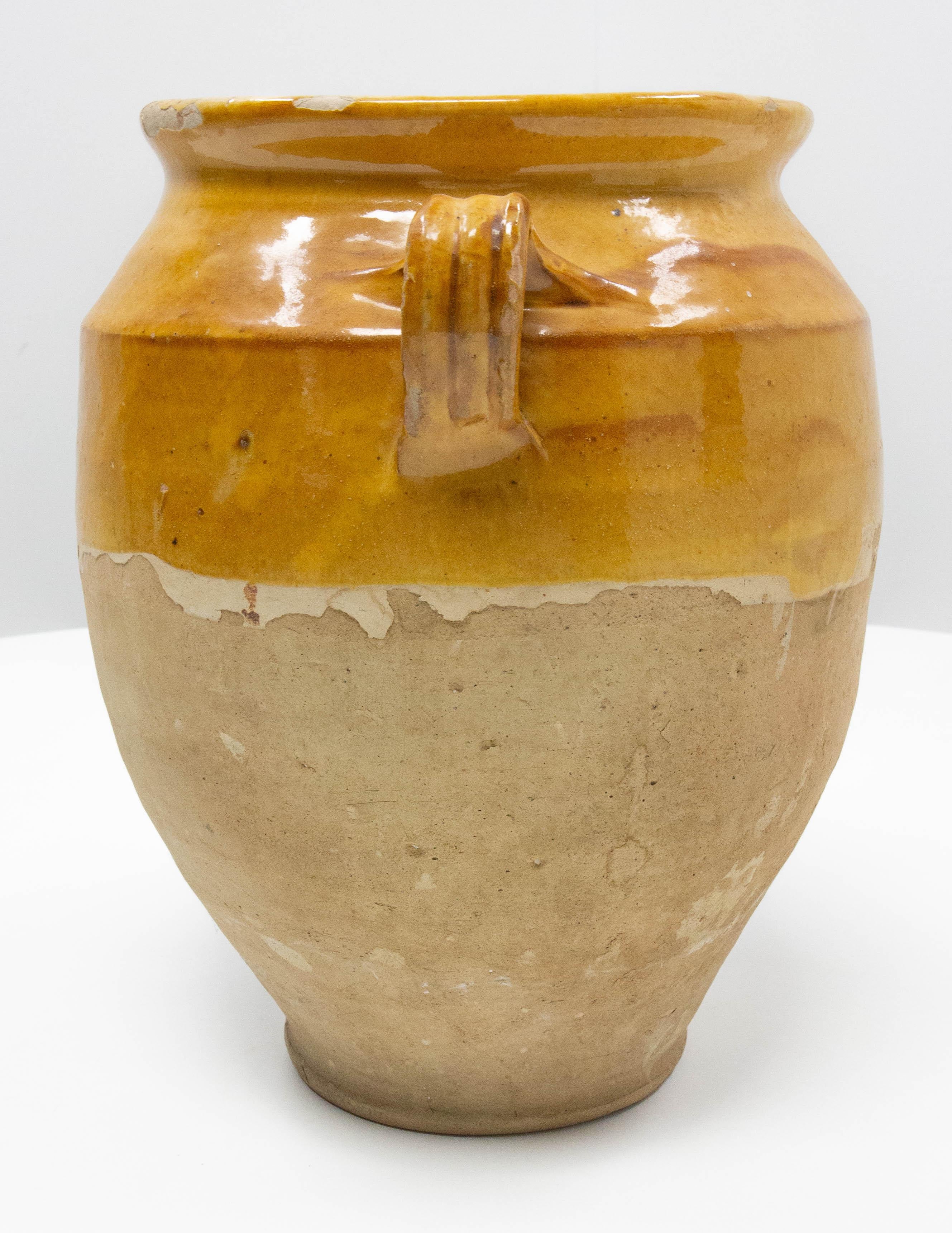 French Terracotta Confit Pot Yellow Glaze, Late 19th Century 1