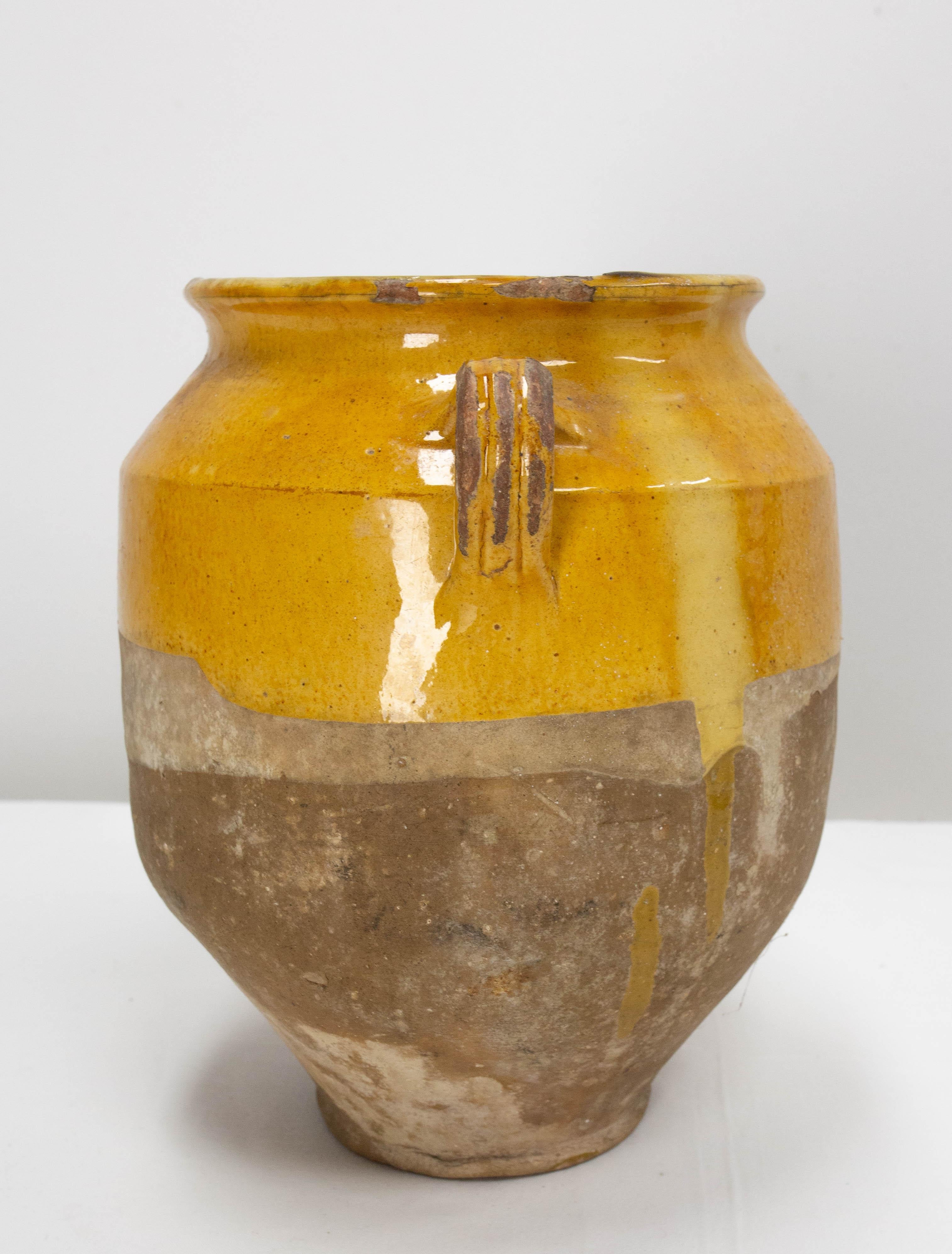 French Terracotta Confit Pot Yellow Glaze Late 19th Century 1