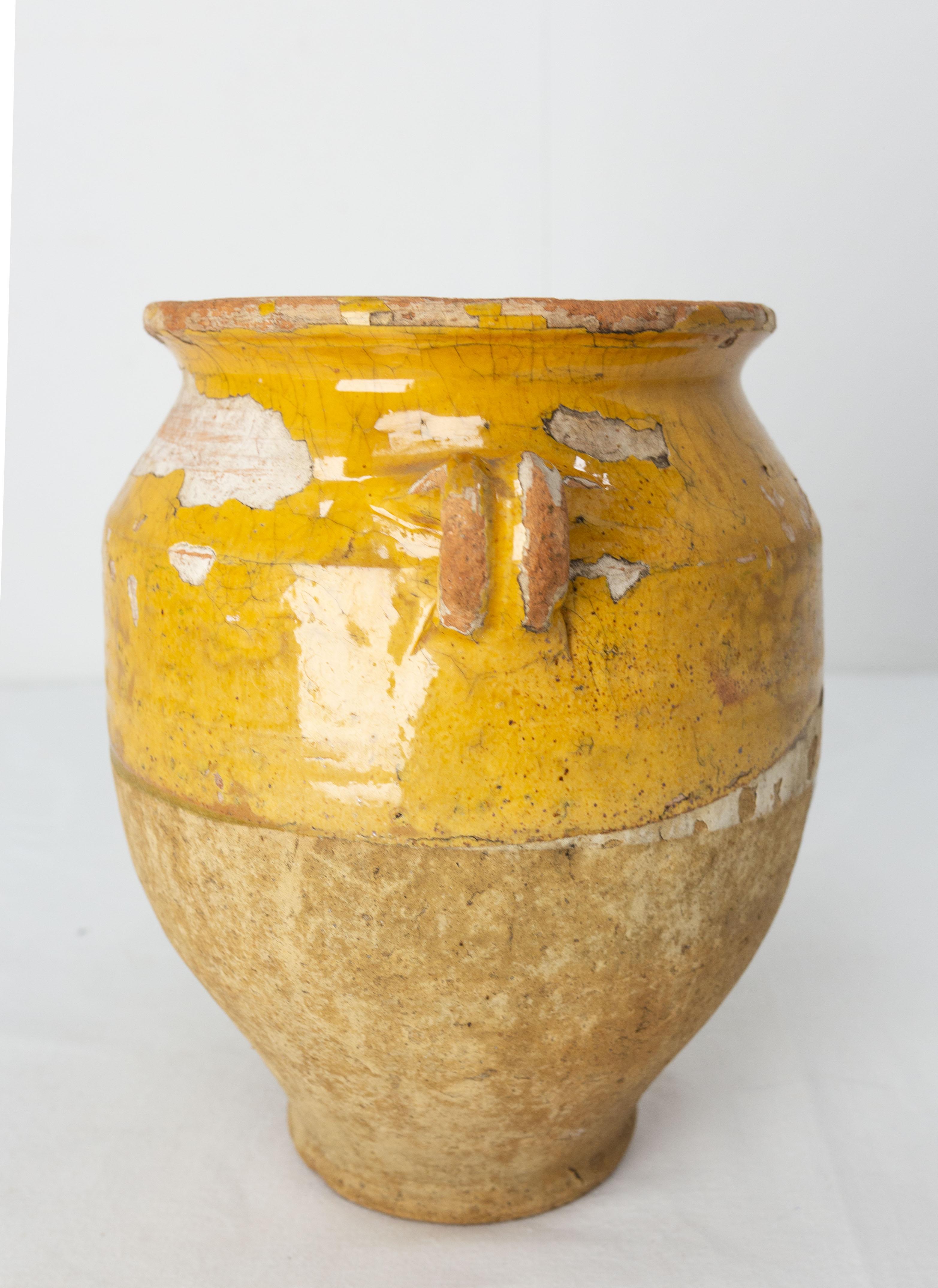 French, Terracotta Confit Pot Yellow Glaze, Late 19th Century 1