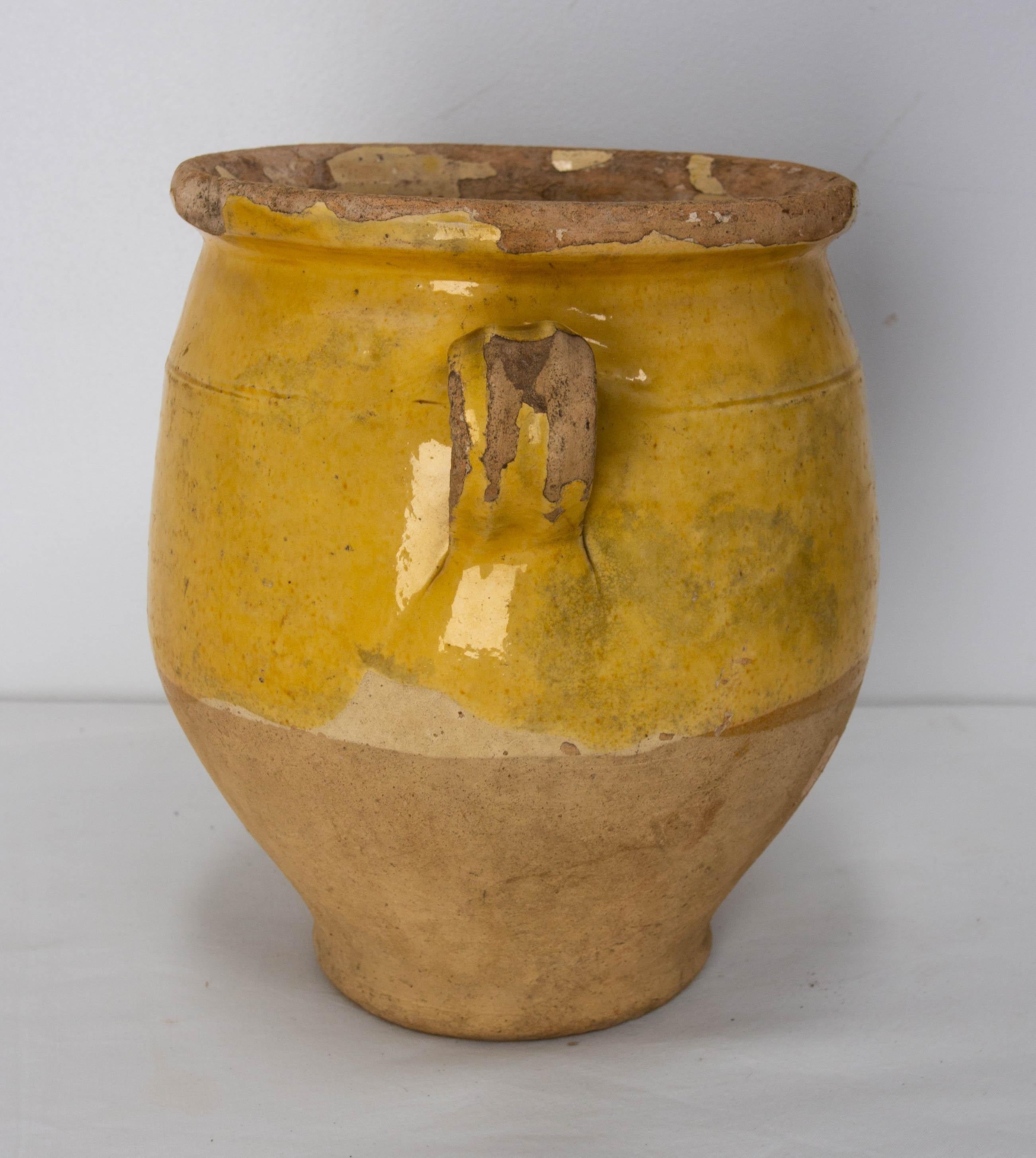 French, Terracotta Confit Pot Yellow Glaze, Late 19th Century 1