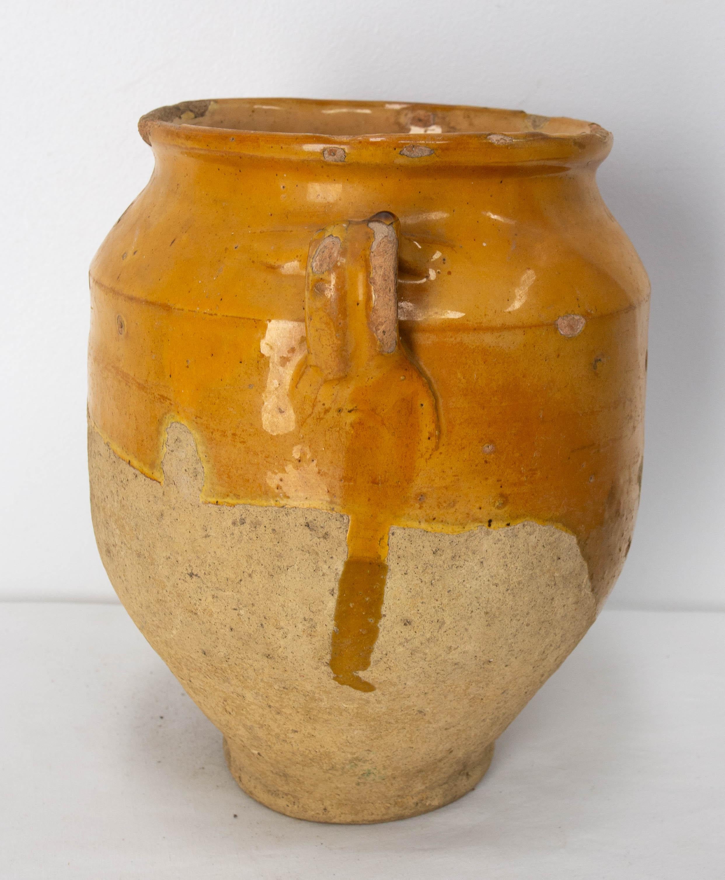 French, Terracotta Confit Pot Yellow Glaze, Late 19th Century For Sale 1