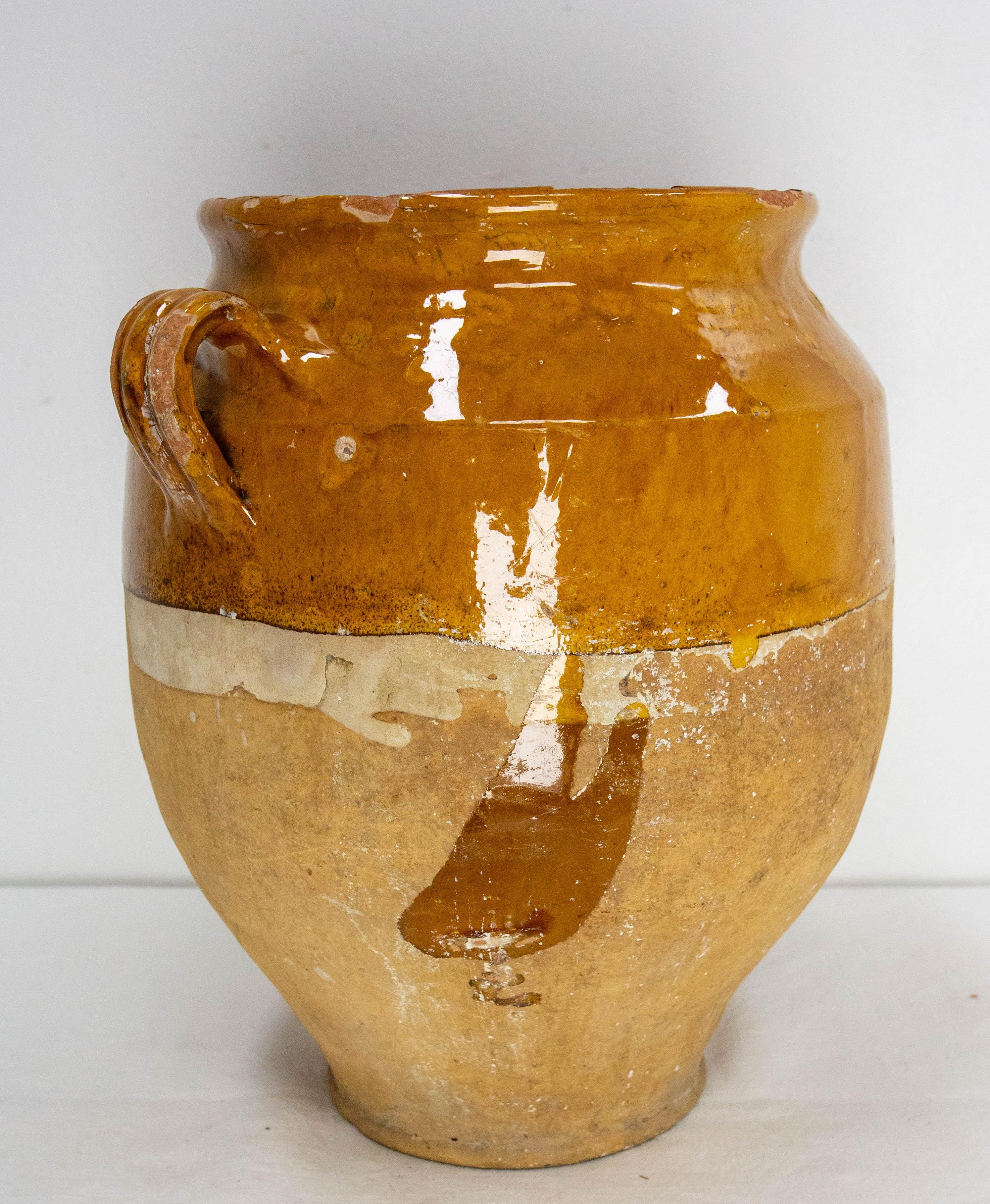 French, Terracotta Confit Pot Yellow Glaze, Late 19th Century 1