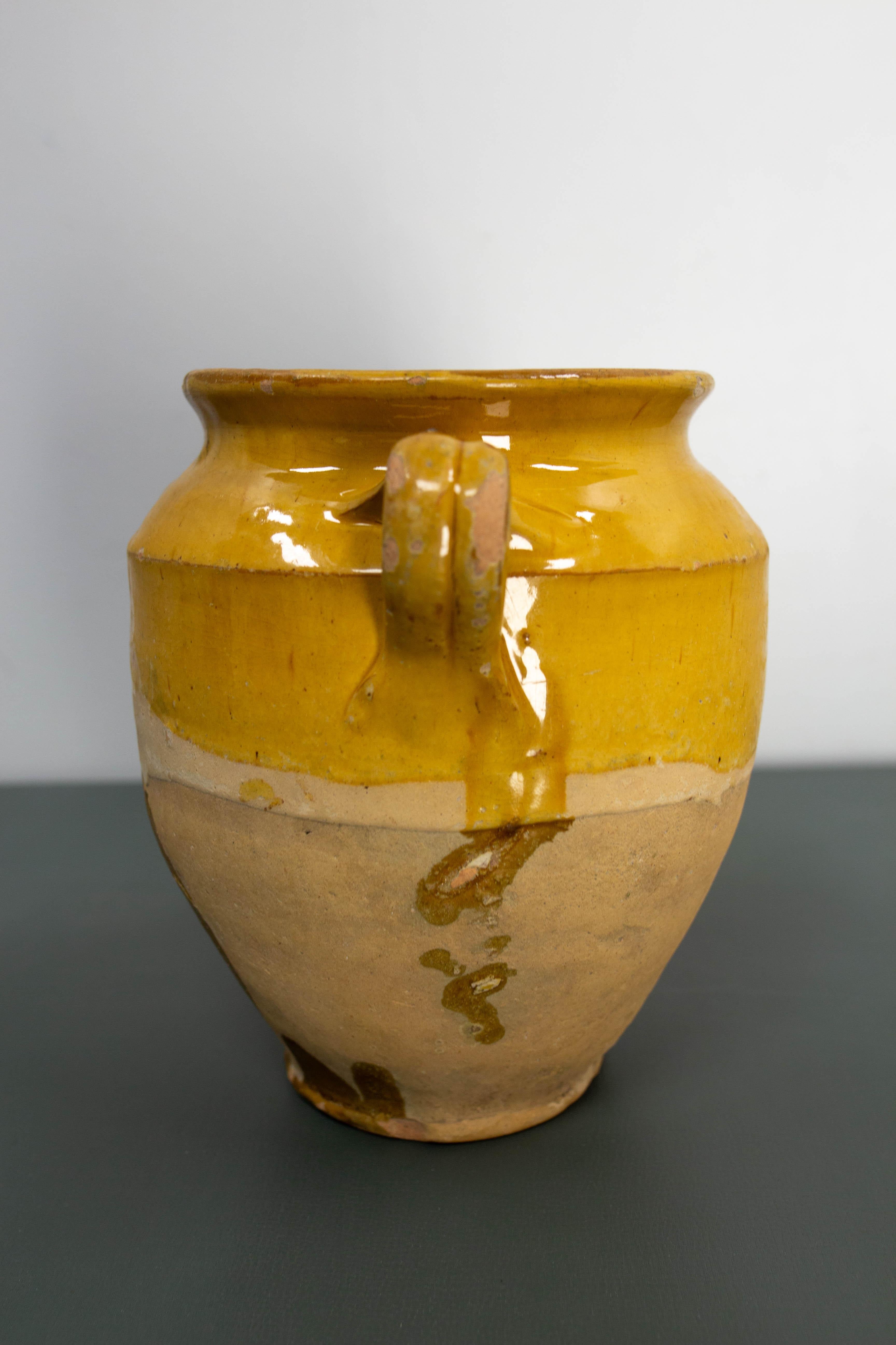French, Terracotta Confit Pot Yellow Glaze, Late 19th Century For Sale 1