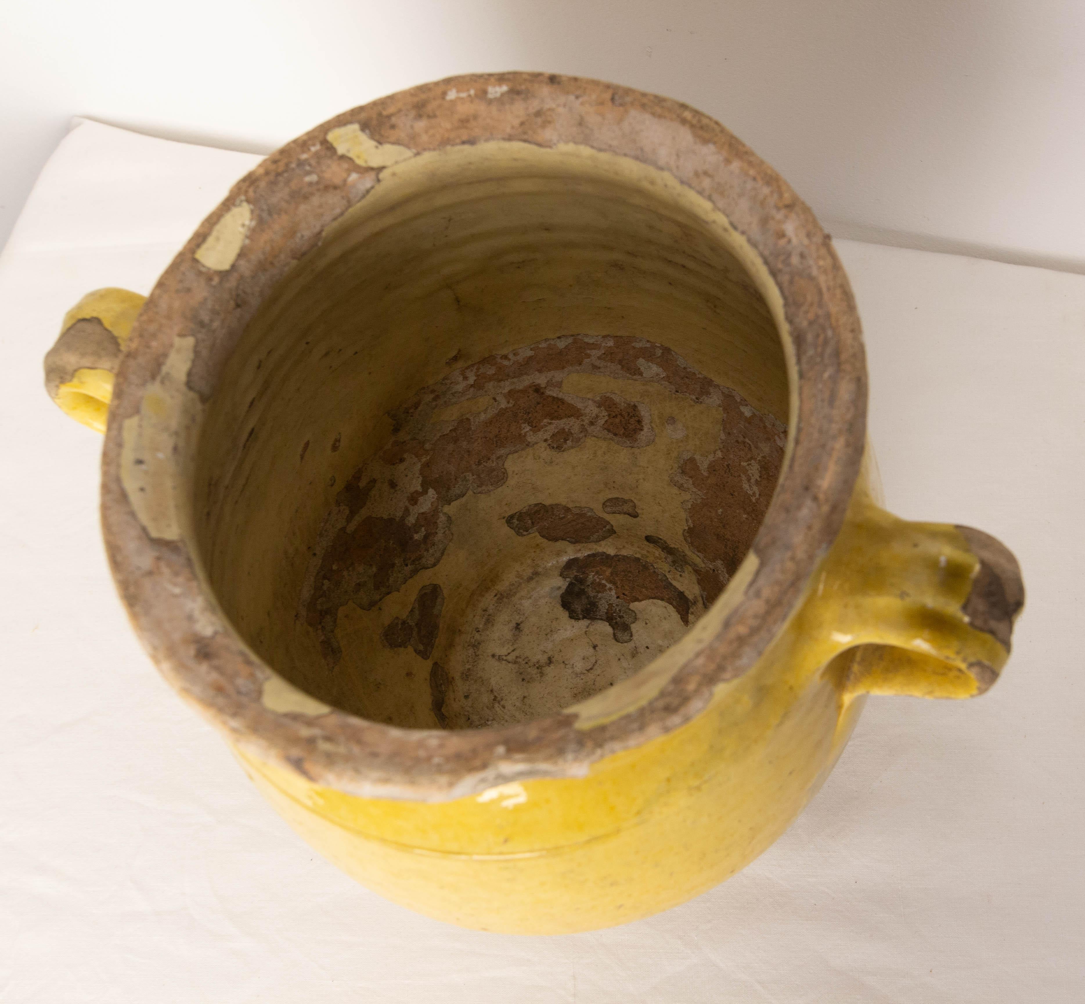 French, Terracotta Confit Pot Yellow Glaze, Late 19th Century 2
