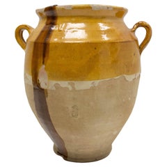 French Terracotta Confit Pot Yellow Glaze, Late 19th Century