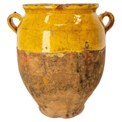 French Terracotta Confit Pot Yellow Glaze Late 19th Century